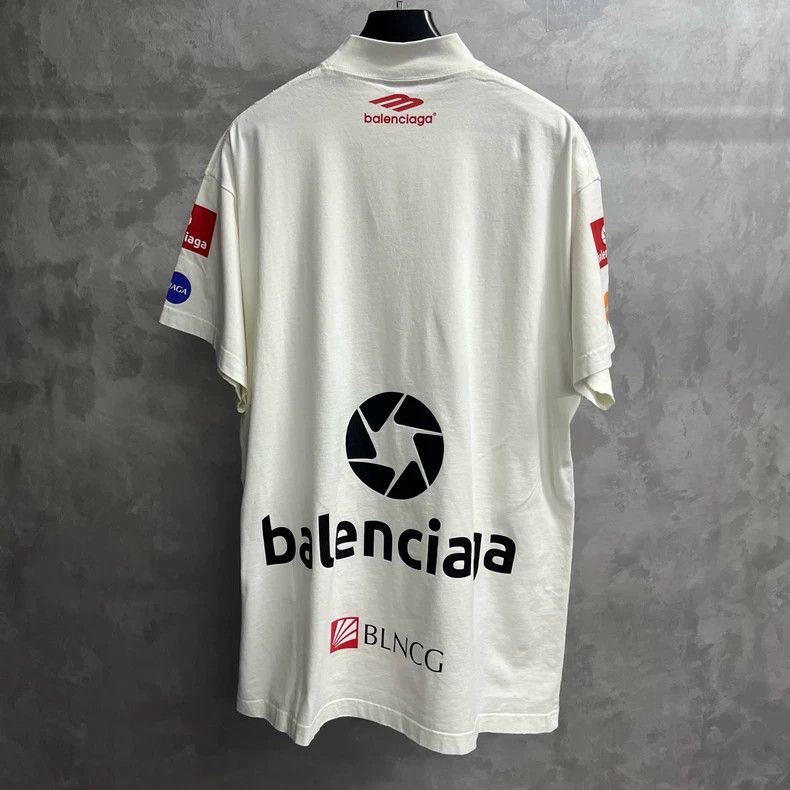 Balenciaga White Logo Print Casual Short Sleeve T-Shirt Size US M / EU 48-50 / 2 - 5 Thumbnail