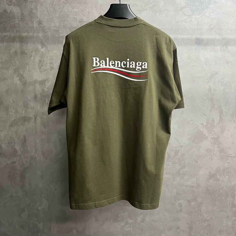 Balenciaga Brown Green Logo Embroidered T-Shirt Size US XXS / EU 40 - 5 Thumbnail