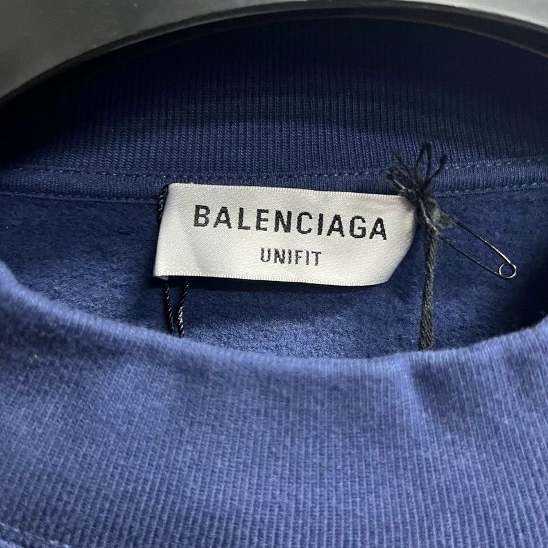 Balenciaga Blue Emblem Round Neck Sweatshirt Size US M / EU 48-50 / 2 - 2 Thumbnail