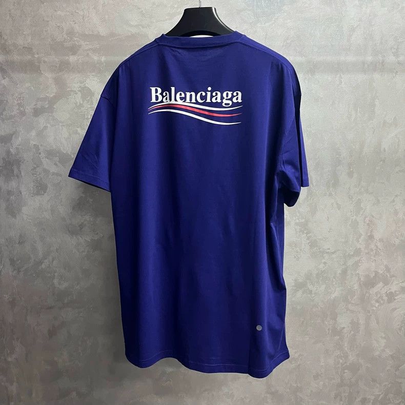 Balenciaga Balenciaga Blue Logo Print Short Sleeve Tee Size US S / EU 44-46 / 1 - 5 Thumbnail