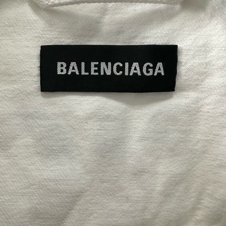 Balenciaga White Denim Jacket with Logo Embroidery Size US L / EU 52-54 / 3 - 6 Thumbnail