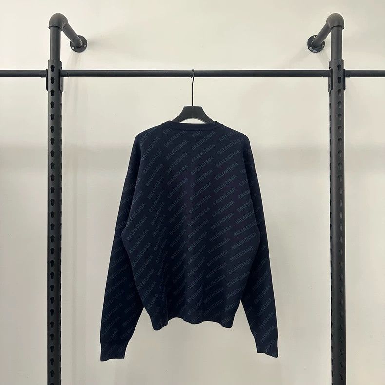 Balenciaga Balenciaga Logo Sweater in Dark Blue Size US M / EU 48-50 / 2 - 2 Thumbnail