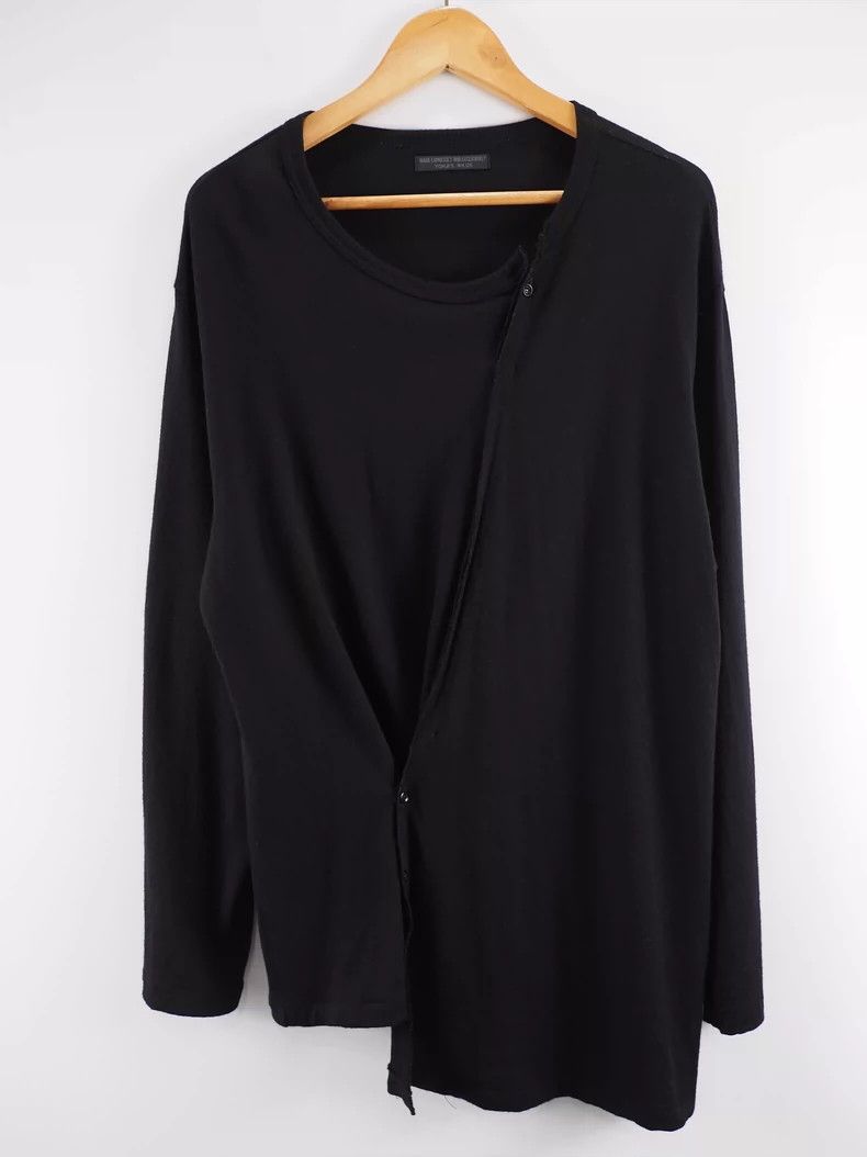 Yohji Yamamoto Black Wool Long Sleeve Top by Yohji Yamamoto Size US M / EU 48-50 / 2 - 2 Thumbnail