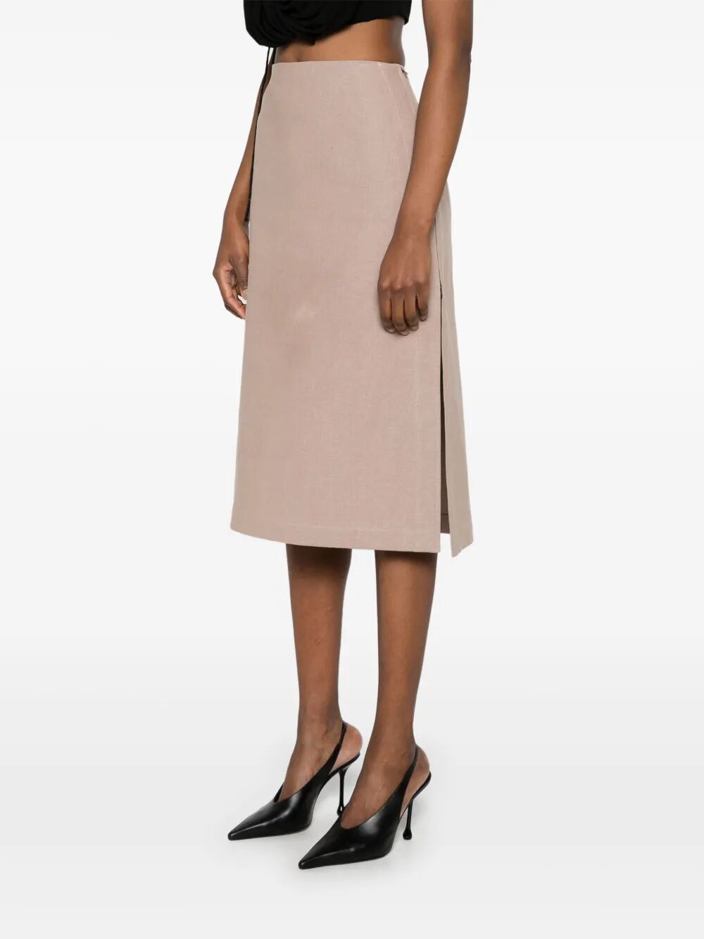 Fendi WAXED LINEN STRAIGHT MIDI SKIRT Size 28" / US 6 / IT 42 - 3 Thumbnail