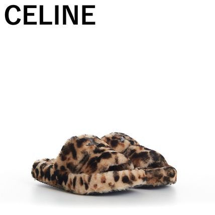 Celine Triomphe Fur Slides in Shearling Leopard Size US 8 / IT 38 - 2 Thumbnail