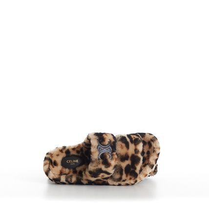 Celine Triomphe Fur Slides in Shearling Leopard Size US 8 / IT 38 - 5 Thumbnail
