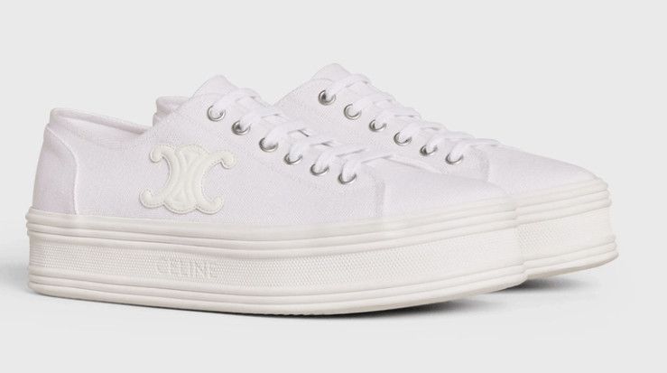 Celine Jane Low Lace Up Sneaker in Canvas and Calfskin Size US 9 / IT 39 - 2 Thumbnail