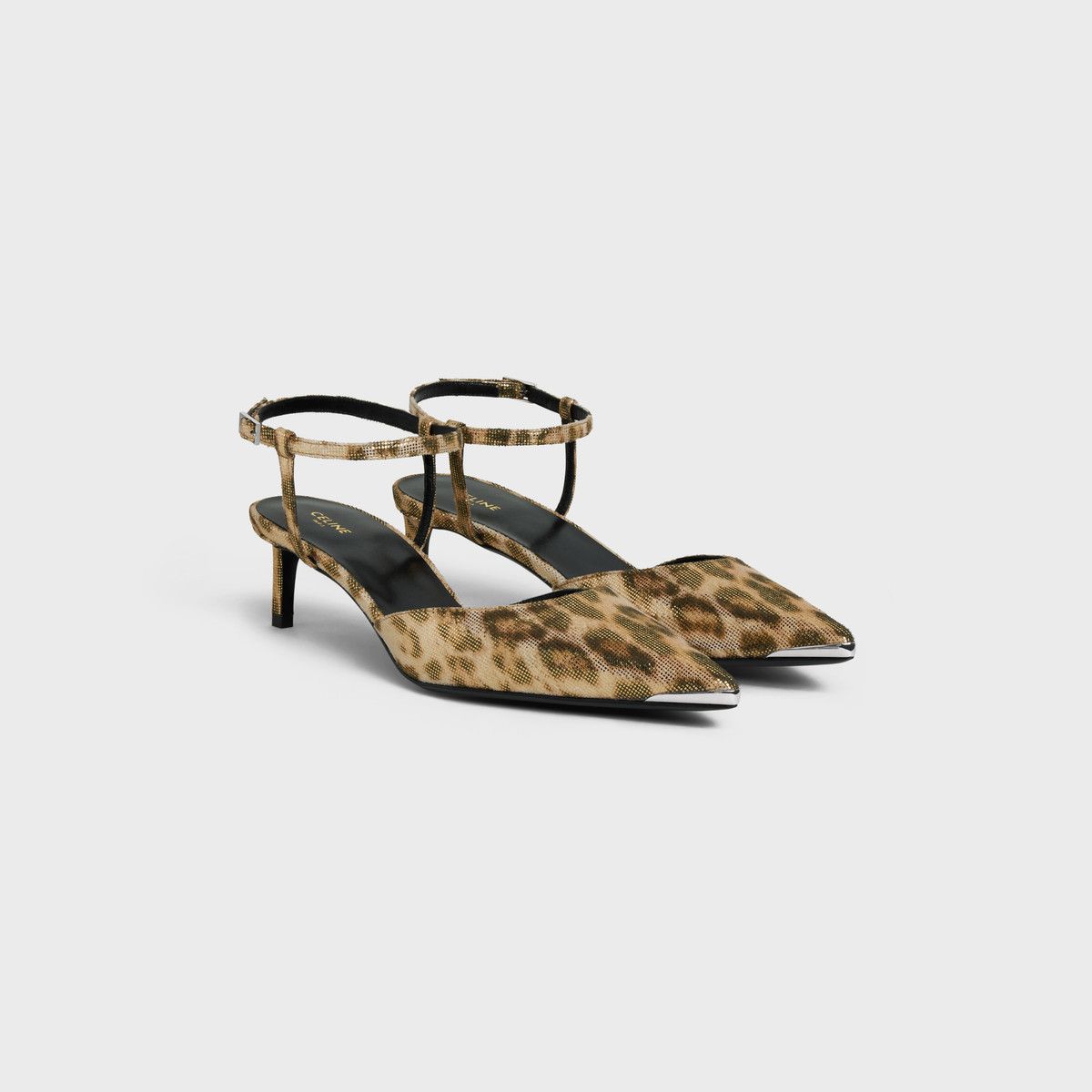 Celine CELINE KITTEN WITH METAL TOE in LEOPARD PRINTED LAMINATED FABRIC Size US 9 / IT 39 - 2 Thumbnail
