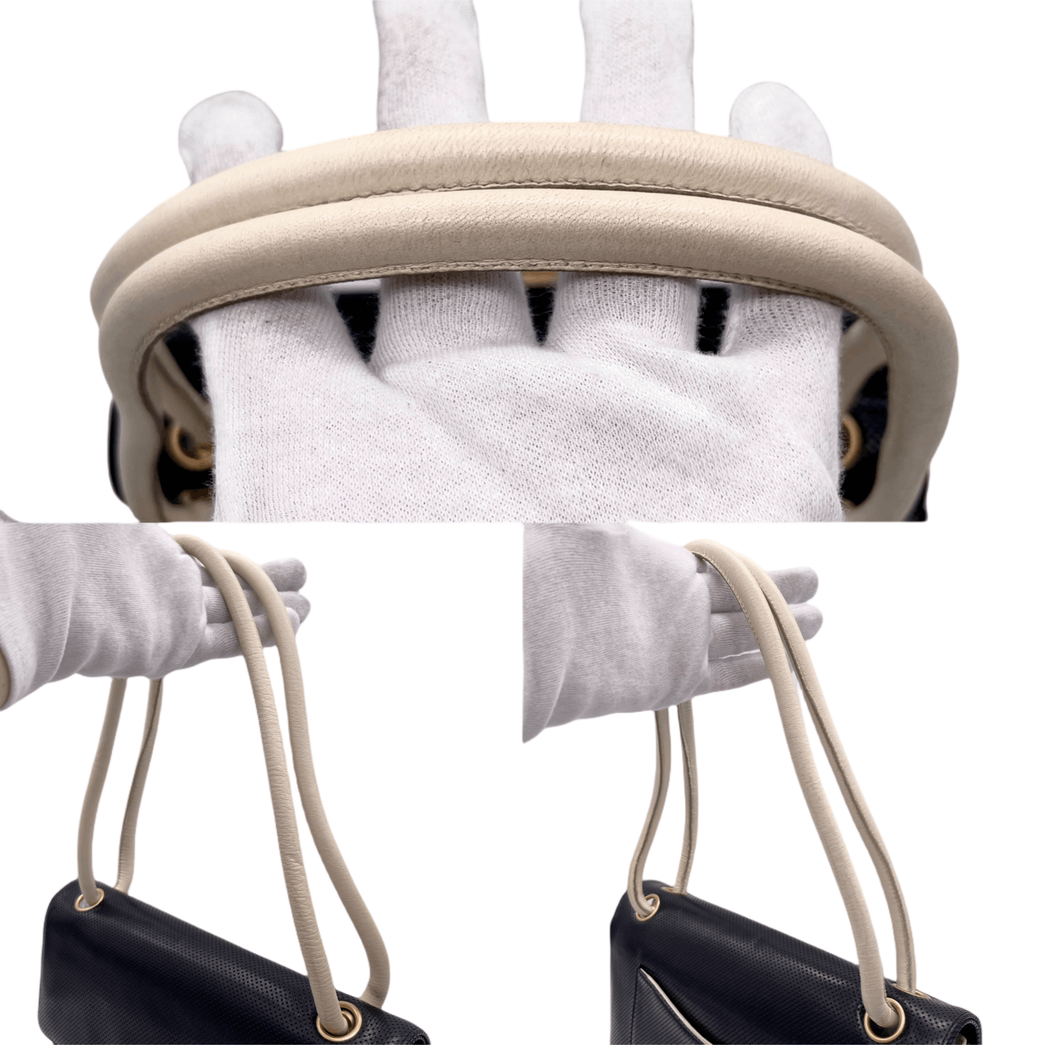 Chanel Chanel Punched Leather Flap Shoulder Bag In Black And White Size ONE SIZE - 8 Thumbnail