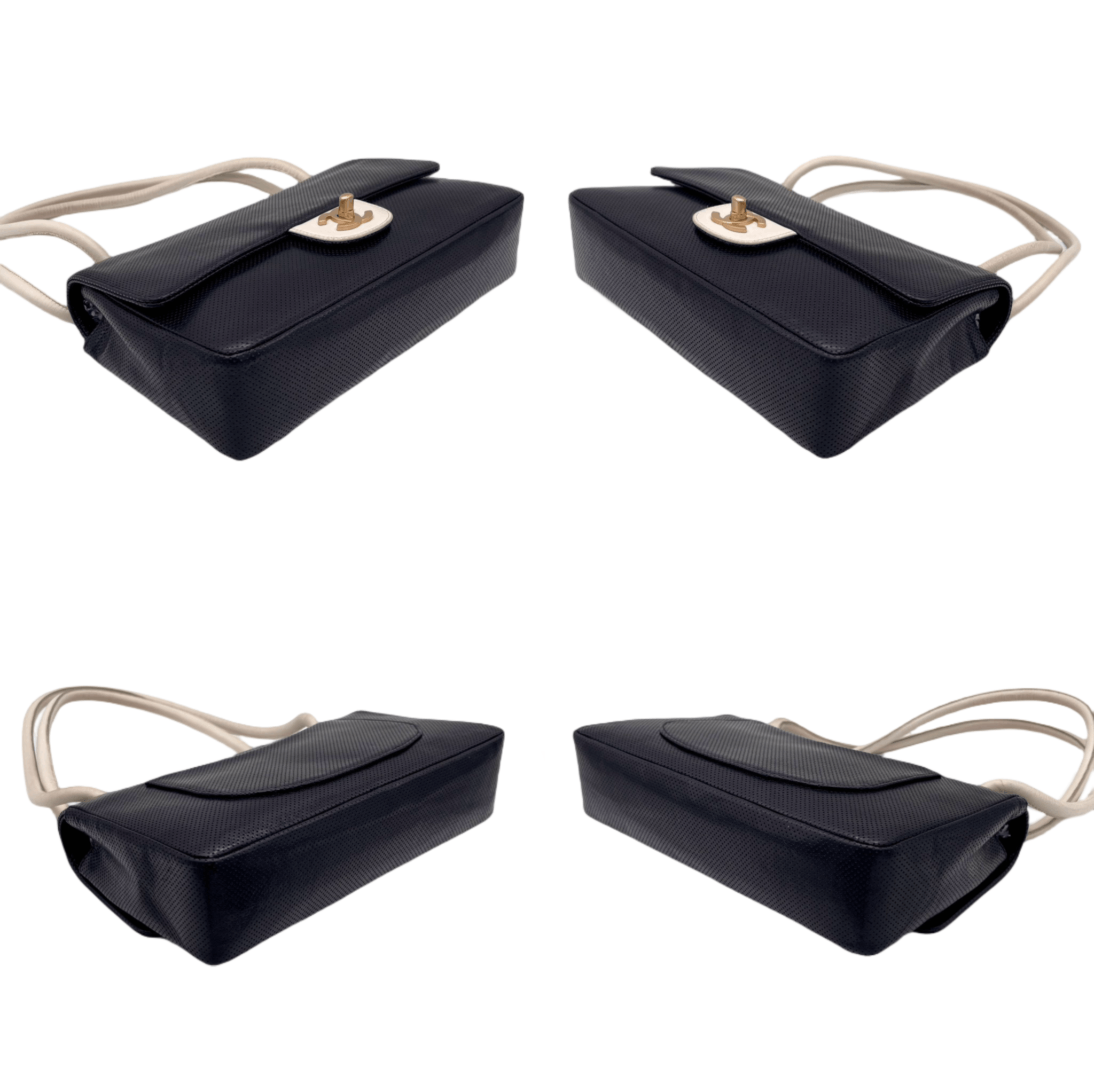 Chanel Chanel Punched Leather Flap Shoulder Bag In Black And White Size ONE SIZE - 6 Thumbnail
