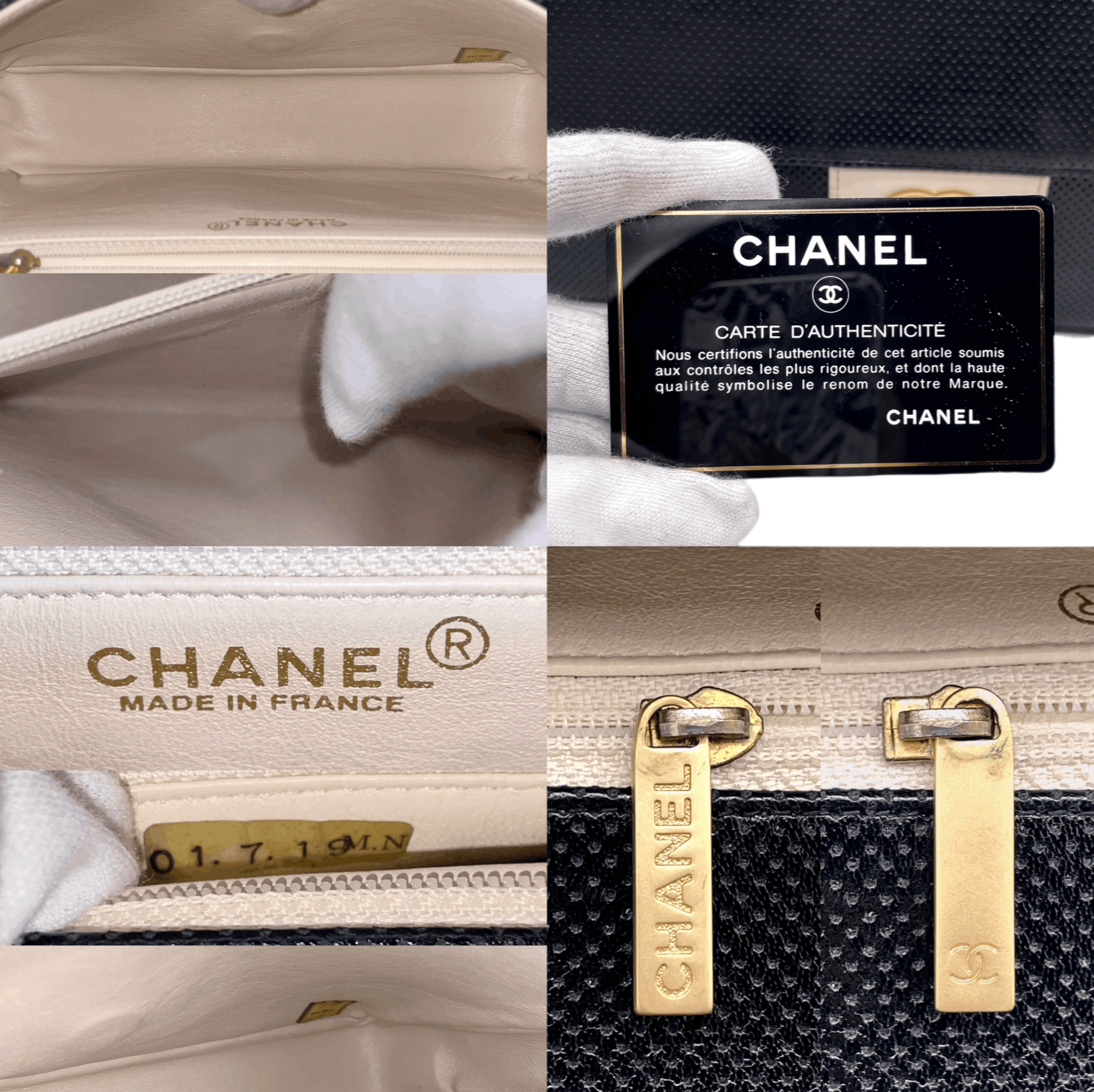 Chanel Chanel Punched Leather Flap Shoulder Bag In Black And White Size ONE SIZE - 13 Thumbnail