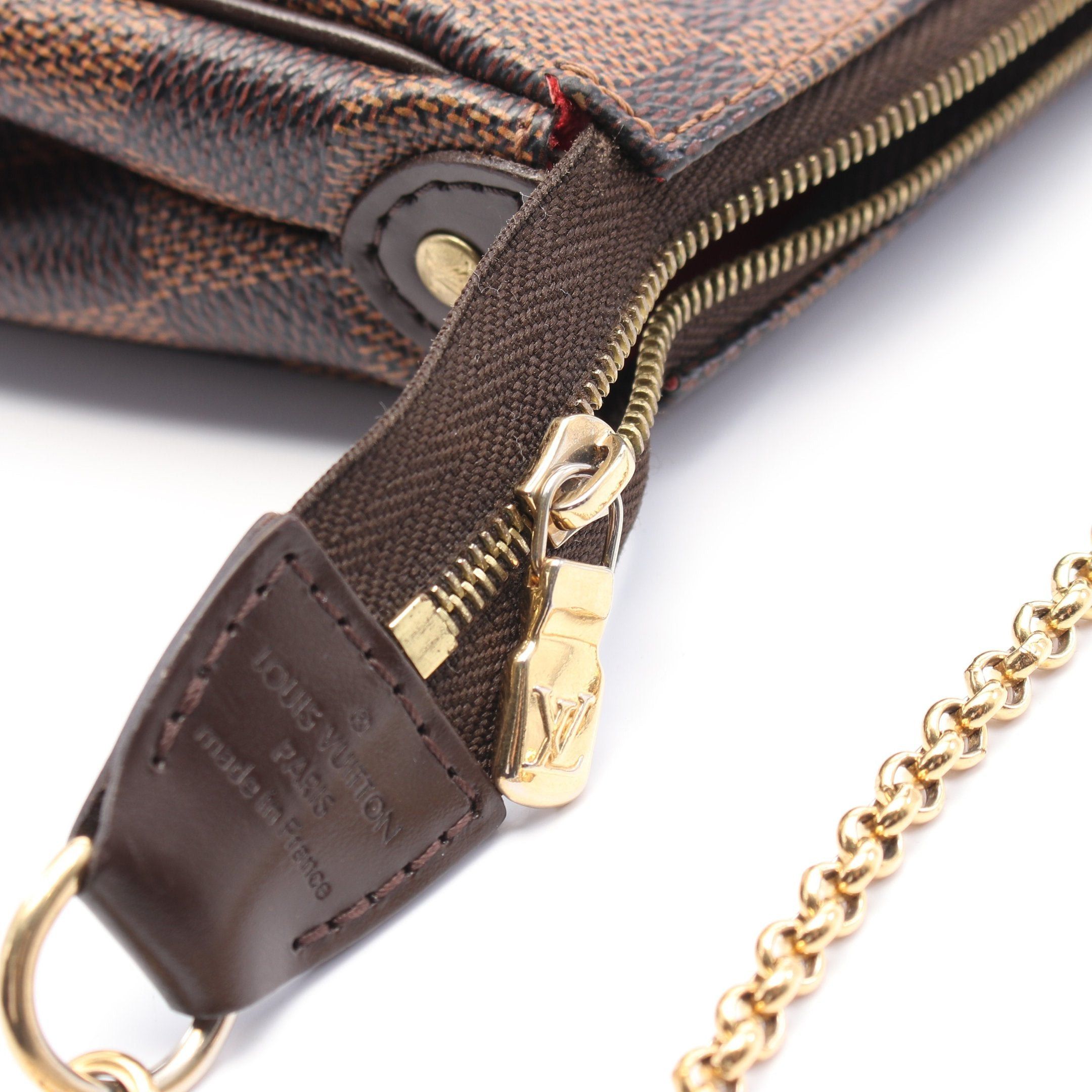 Louis Vuitton Louis Vuitton Eva Damier Ebene Chain Handbag Leather Brown Size ONE SIZE - 8 Thumbnail