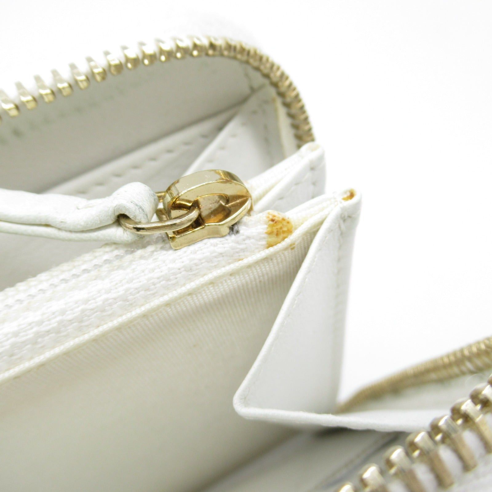 Gabriel様 Chanel Gabriel De Round Long Wallet Zipper Leather White