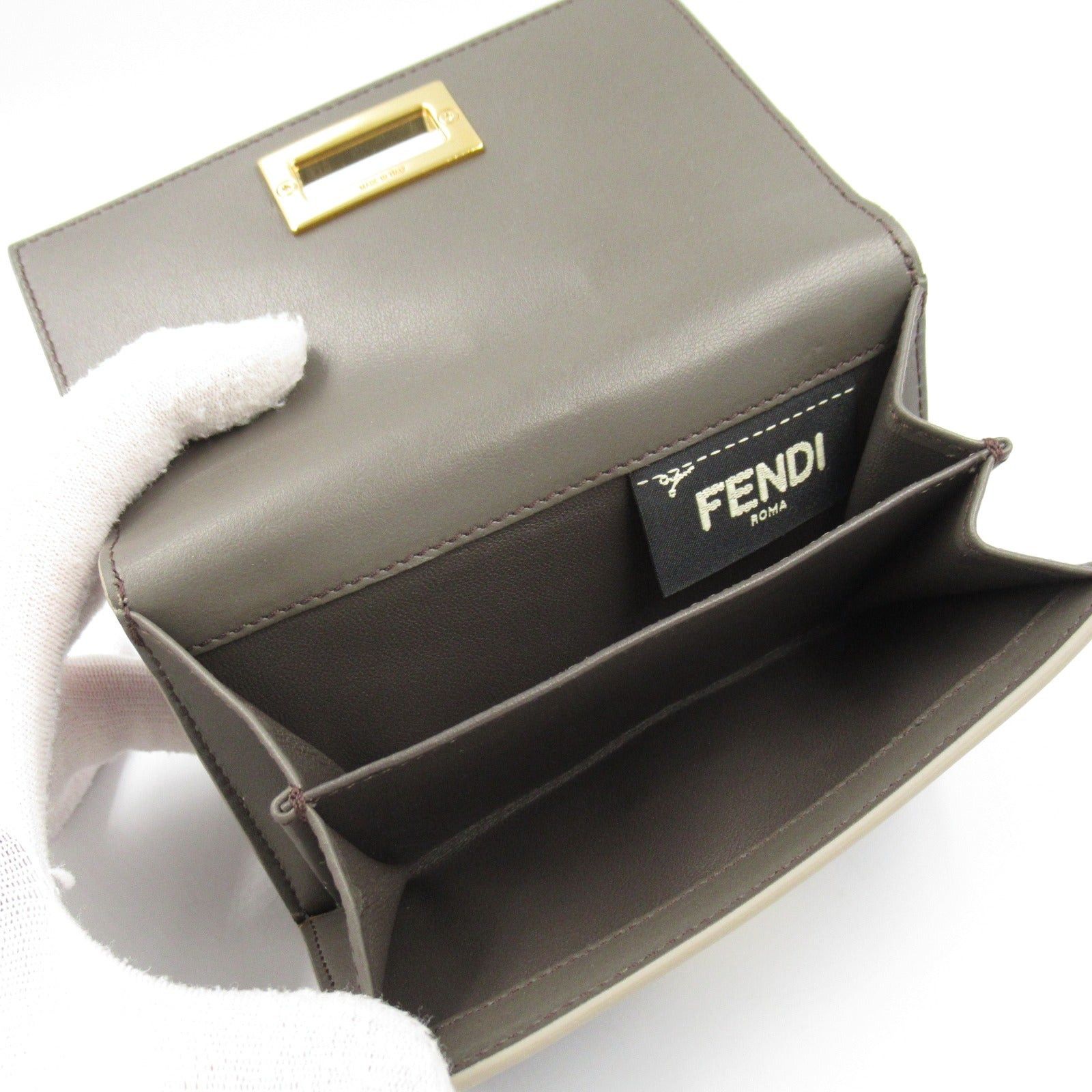 Fendi Fendi Peekaboo Double Hook Wallet Leather Navy Size ONE SIZE - 6 Thumbnail