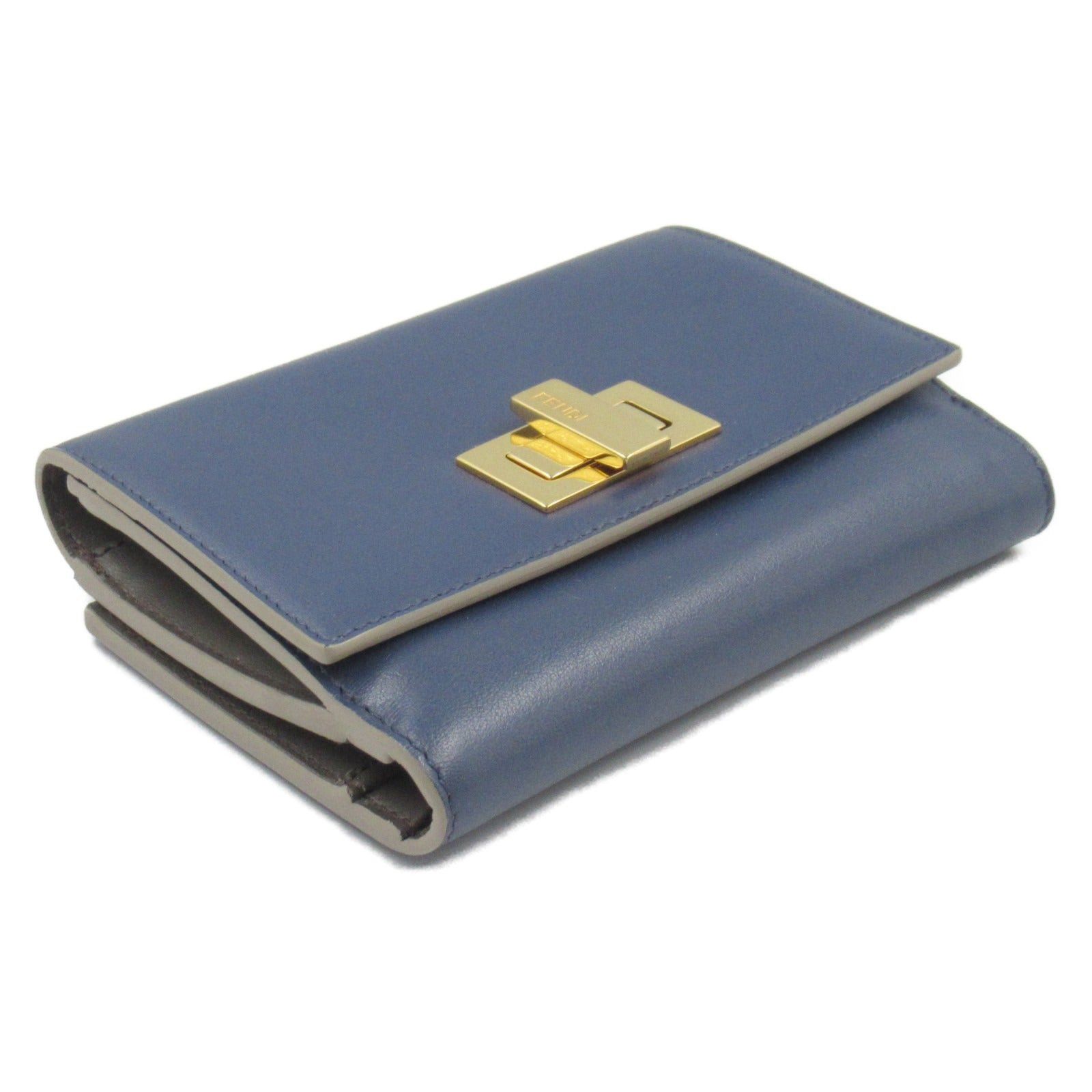 Fendi Fendi Peekaboo Double Hook Wallet Leather Navy Size ONE SIZE - 3 Thumbnail