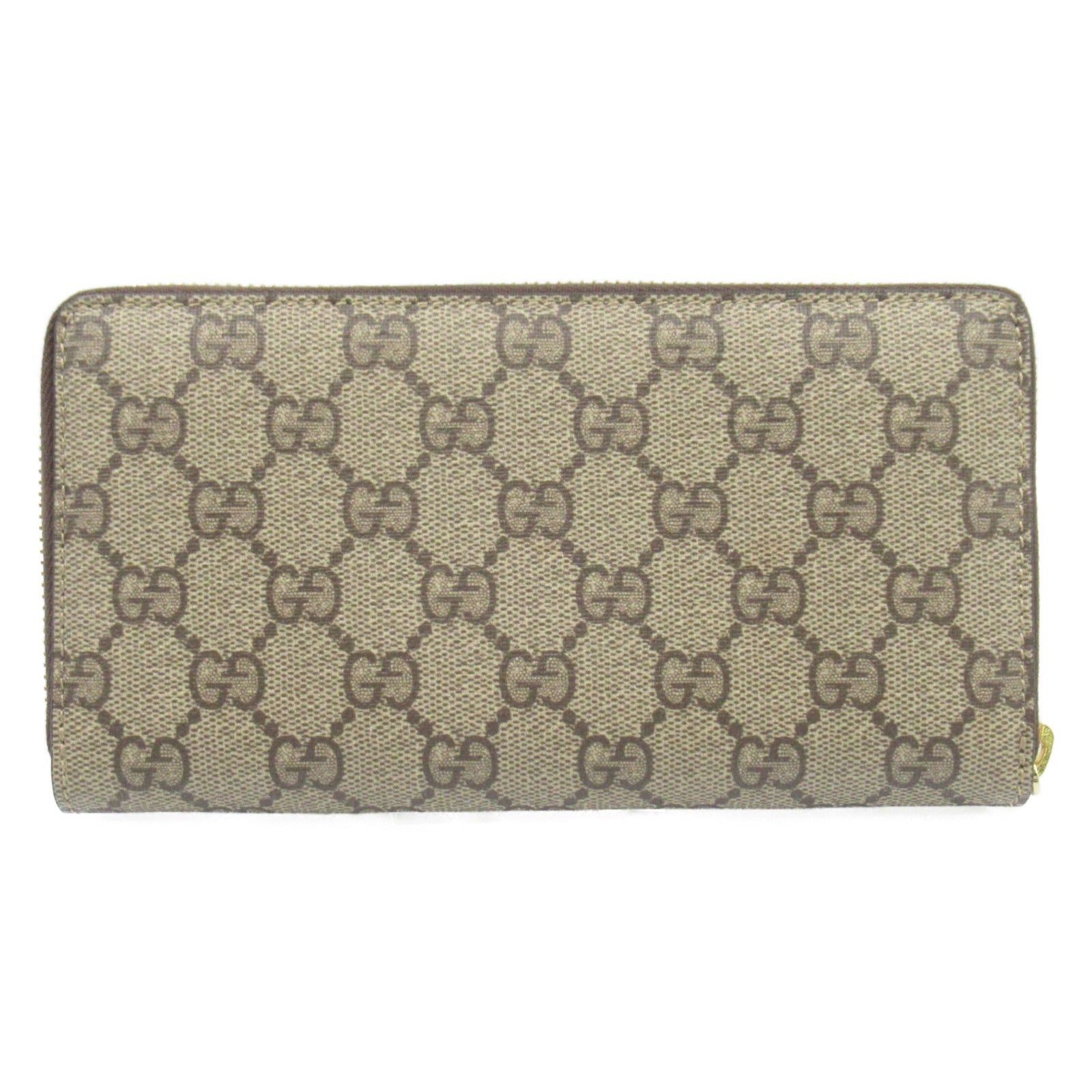 Gucci Round Long Wallet Banana Zipper Coated Canvas Beige Yellow