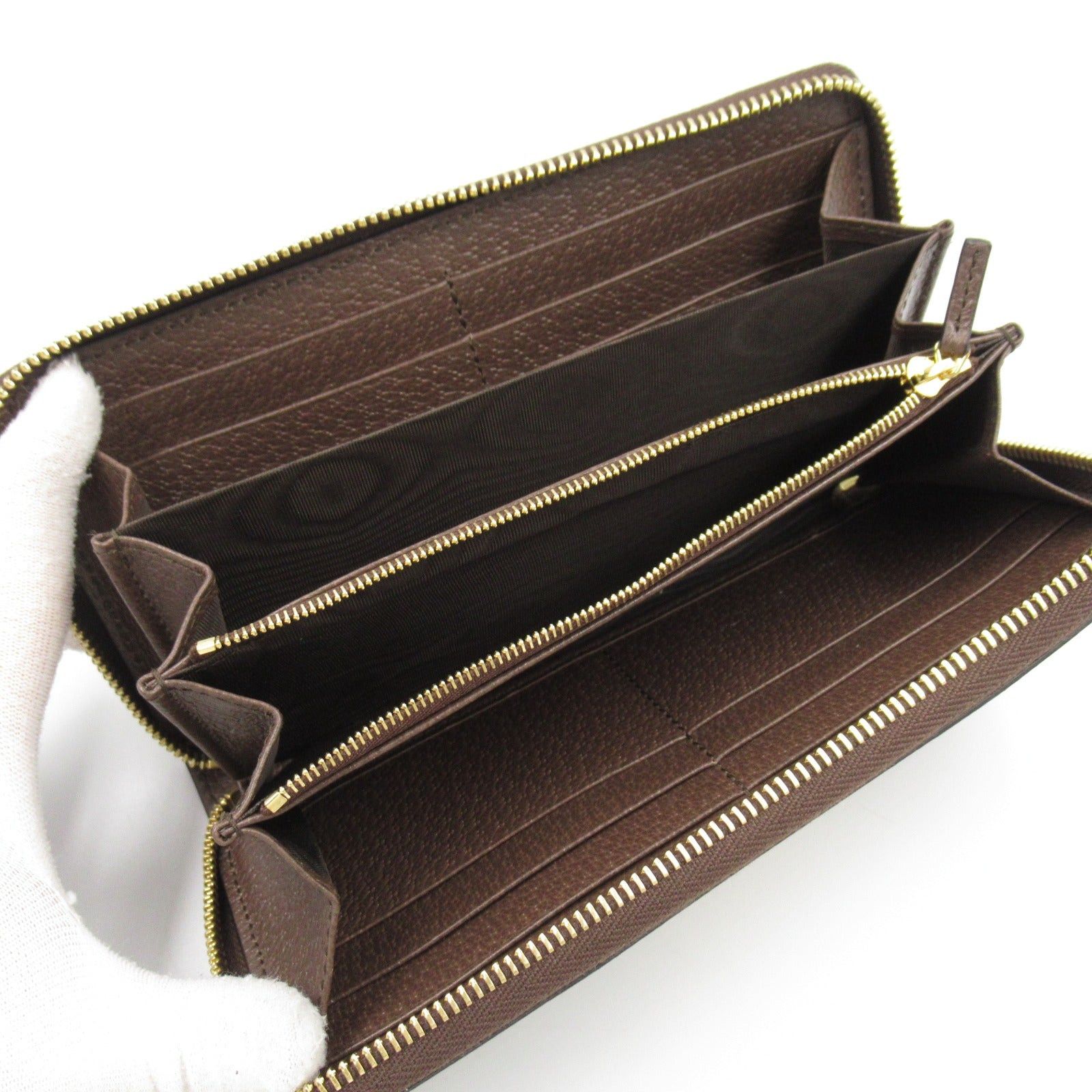 Gucci Round Long Wallet Banana Zipper Coated Canvas Beige Yellow