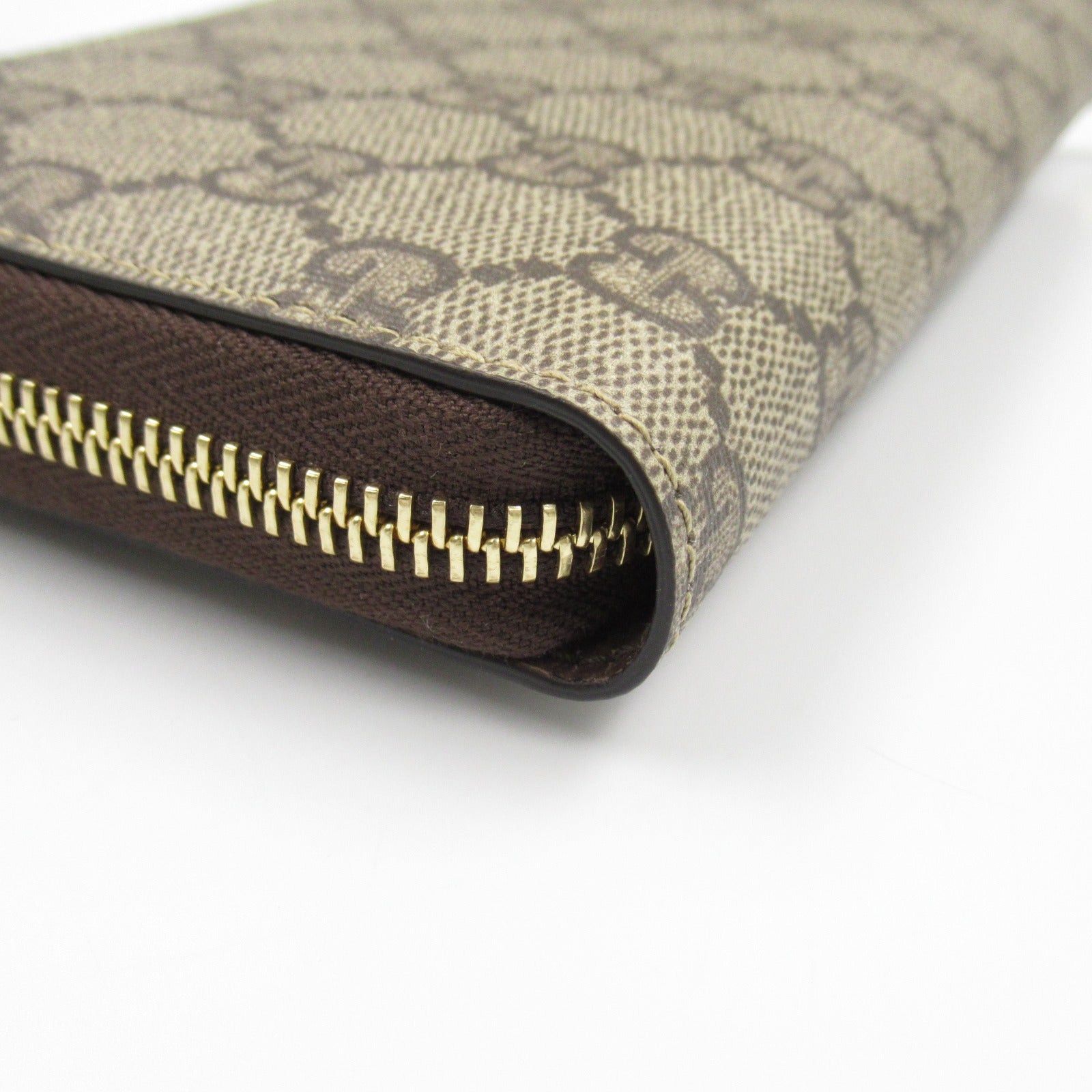 Gucci Round Long Wallet Banana Zipper Coated Canvas Beige Yellow