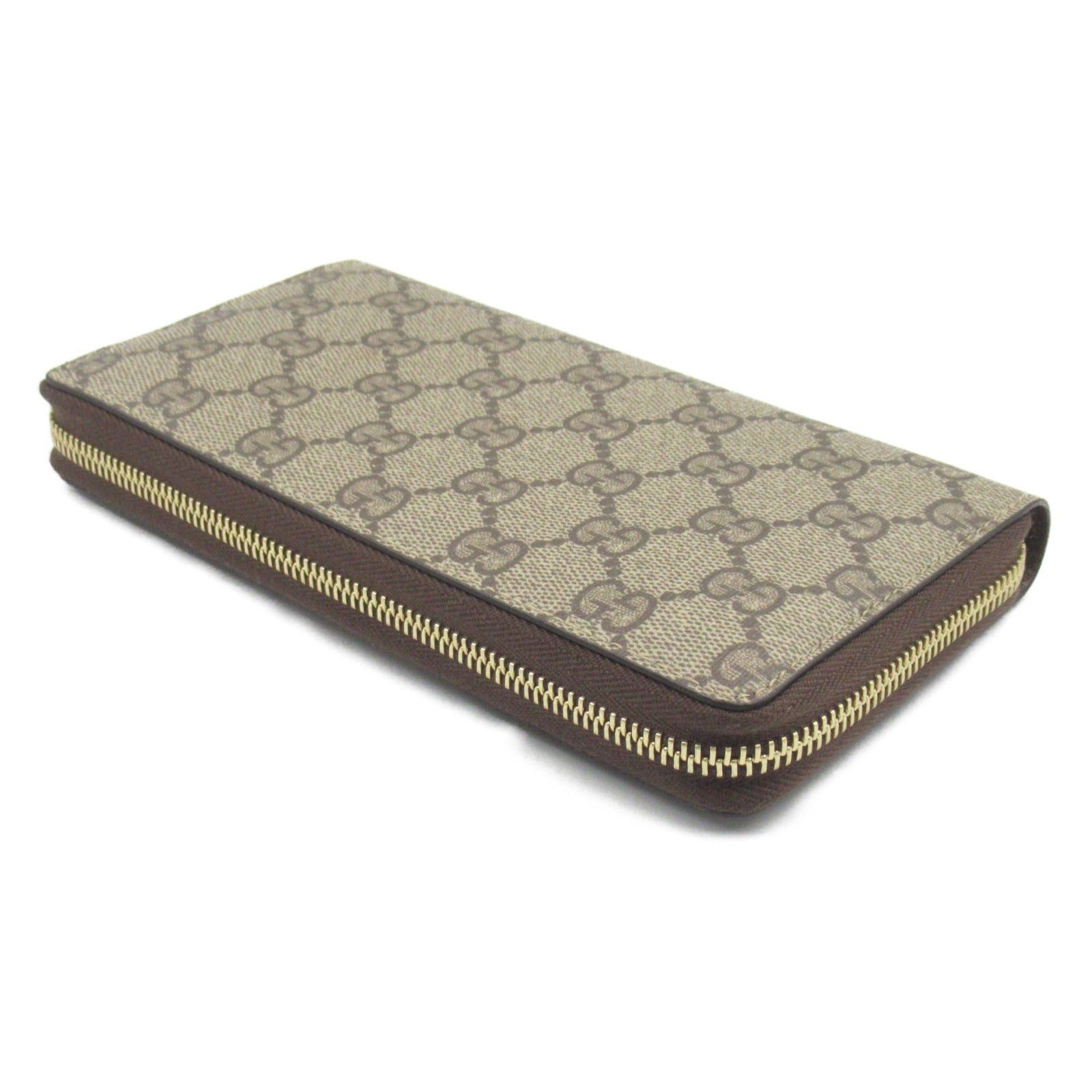 Gucci Round Long Wallet Banana Zipper Coated Canvas Beige Yellow