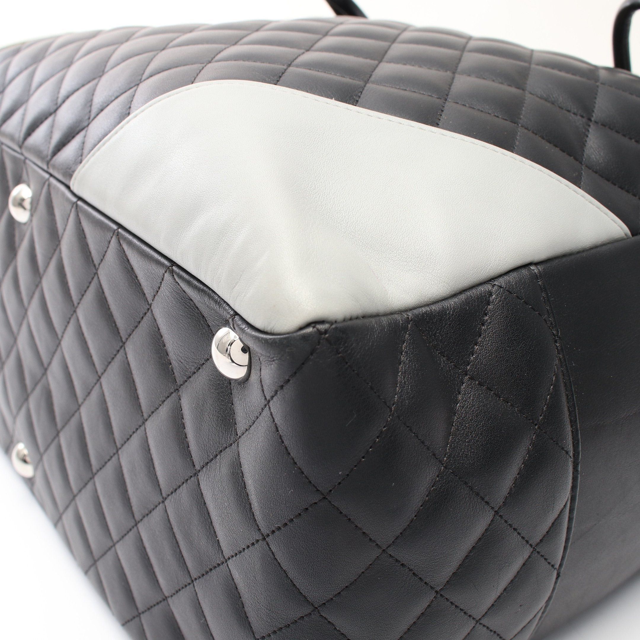 Chanel Chanel Cambon Line Boston Bag Handbag Leather Black Gray Silver Hardware Size ONE SIZE - 13 Thumbnail
