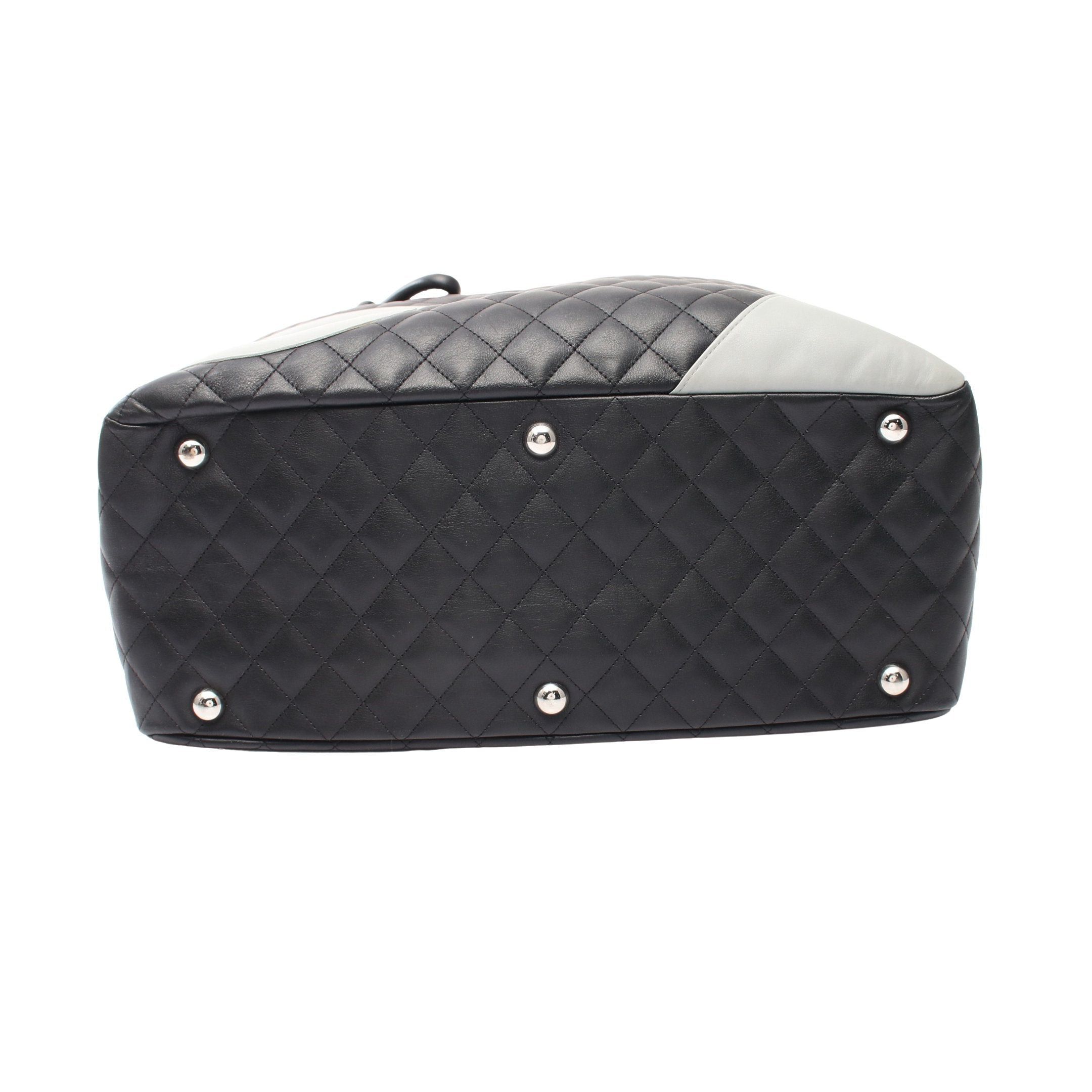 Chanel Chanel Cambon Line Boston Bag Handbag Leather Black Gray Silver Hardware Size ONE SIZE - 15 Thumbnail