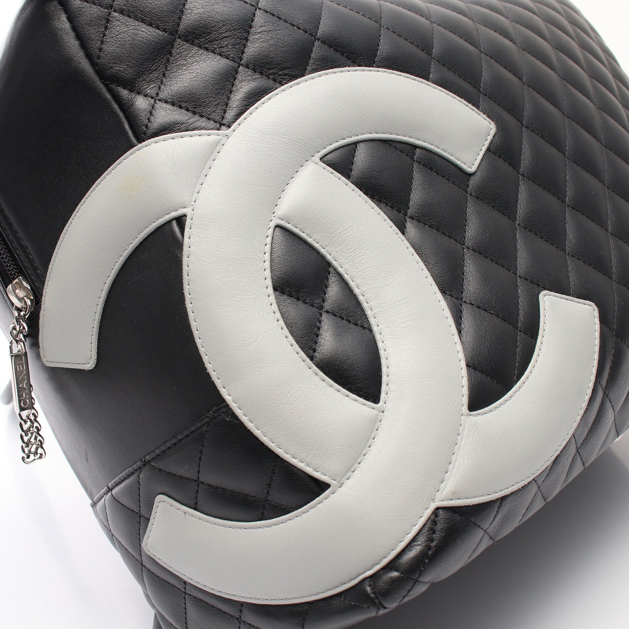 Chanel Chanel Cambon Line Boston Bag Handbag Leather Black Gray Silver Hardware Size ONE SIZE - 11 Thumbnail