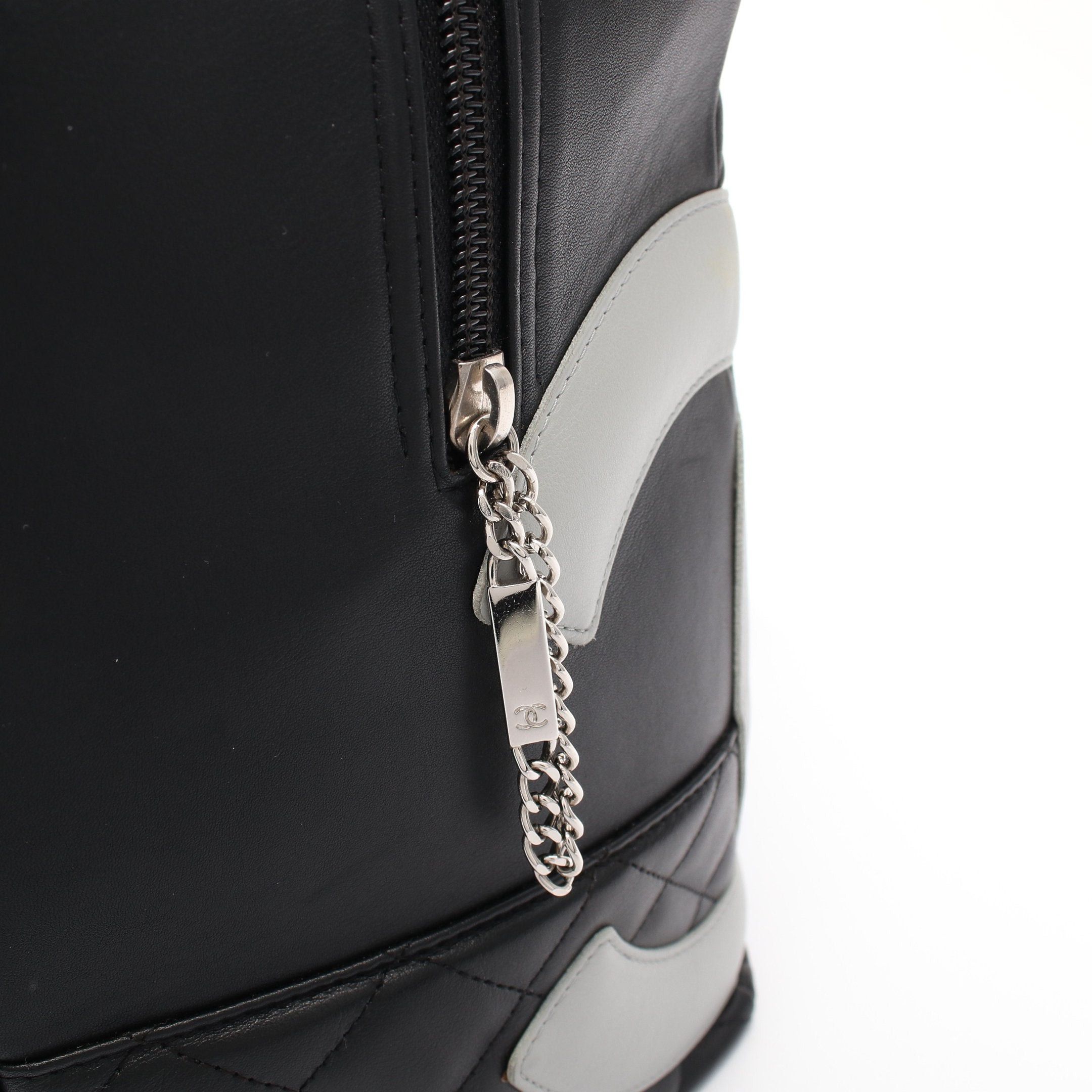 Chanel Chanel Cambon Line Boston Bag Handbag Leather Black Gray Silver Hardware Size ONE SIZE - 14 Thumbnail