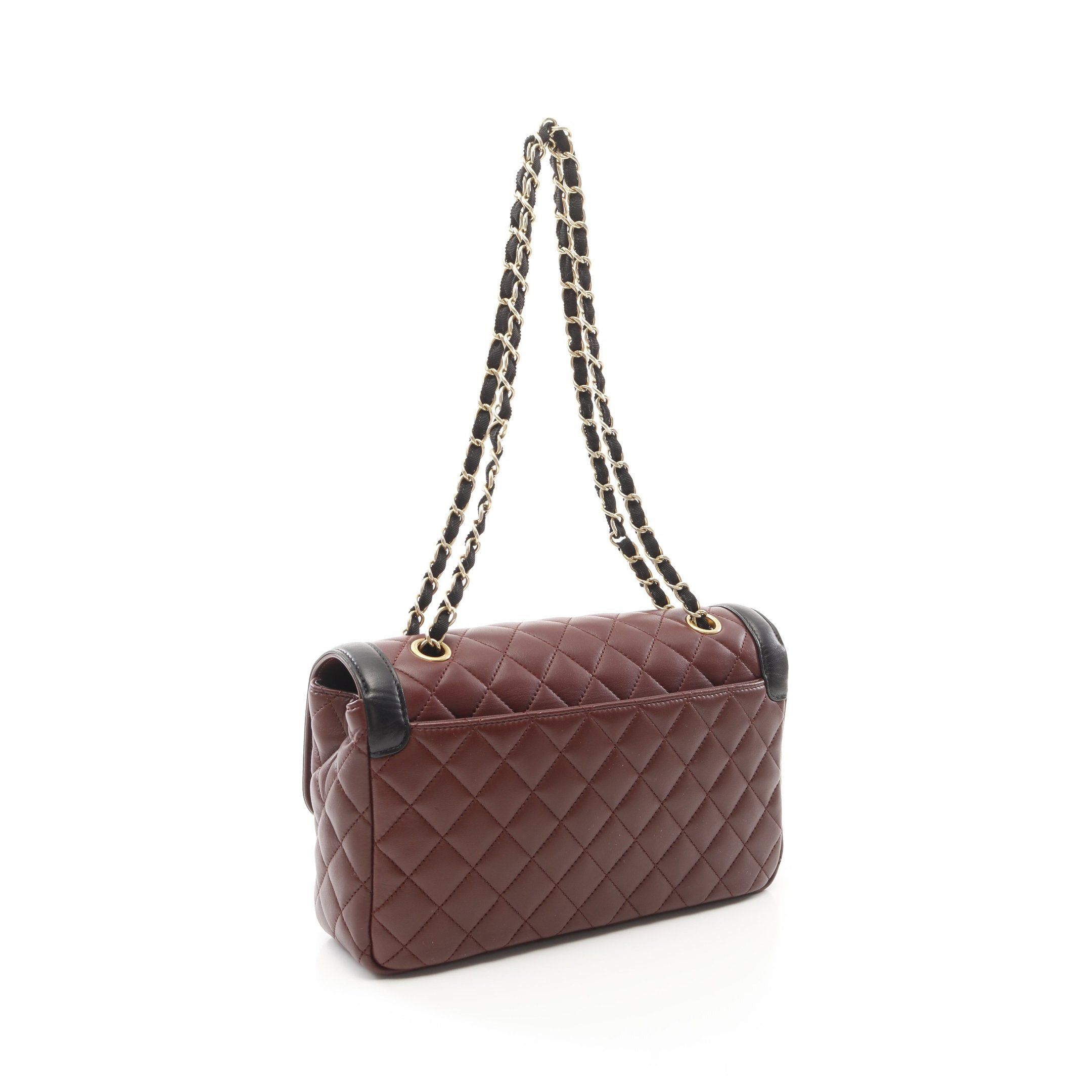 Chanel Chanel Matelasse Single Flap Double Chain Shoulder Bag Lambskin Brown Black Gold Hardware Size ONE SIZE - 2 Thumbnail