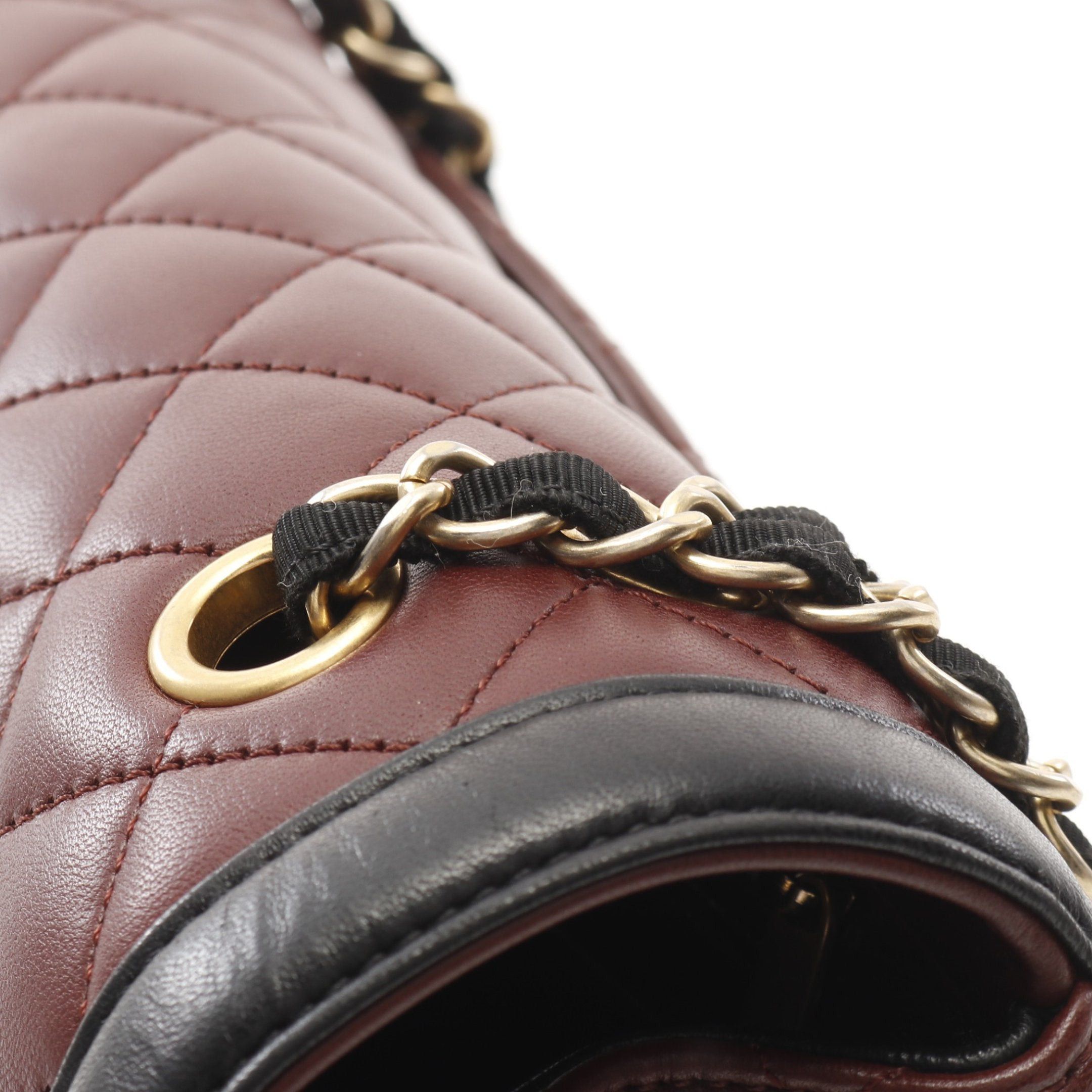 Chanel Chanel Matelasse Single Flap Double Chain Shoulder Bag Lambskin Brown Black Gold Hardware Size ONE SIZE - 8 Thumbnail