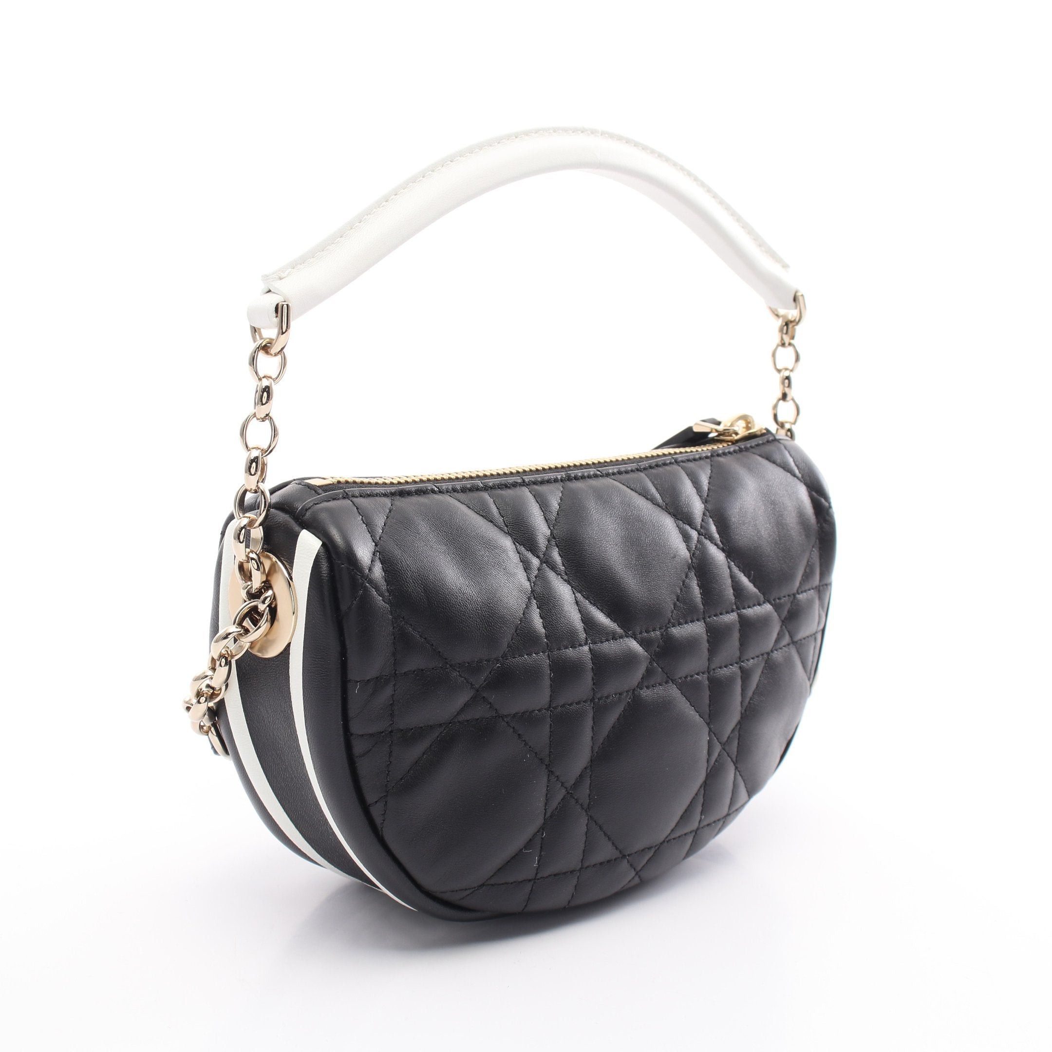 Dior Dior Vibe Small Hobo Canage Chain Shoulder Bag Leather Black White Size ONE SIZE - 2 Thumbnail
