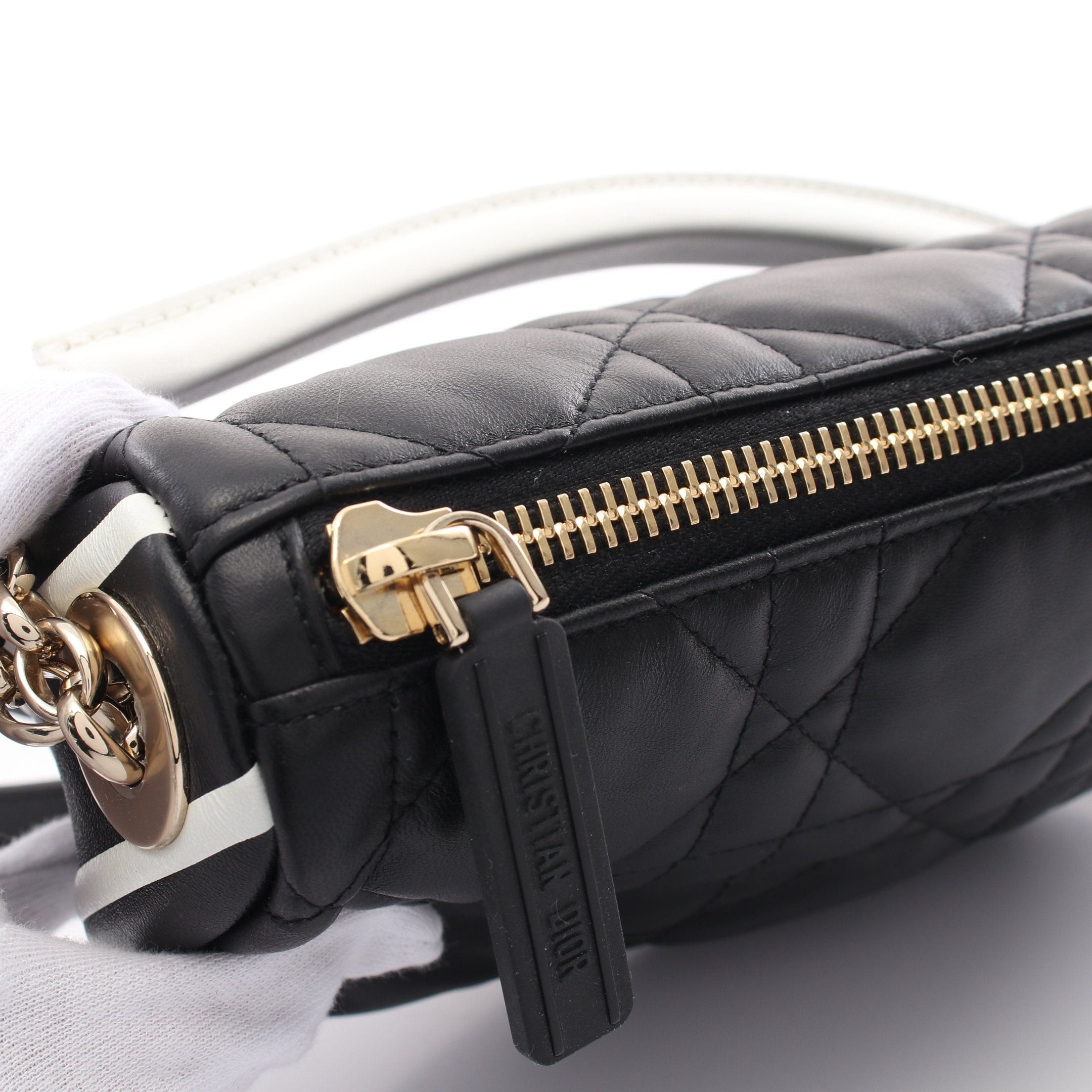 Dior Dior Vibe Small Hobo Canage Chain Shoulder Bag Leather Black White Size ONE SIZE - 7 Thumbnail