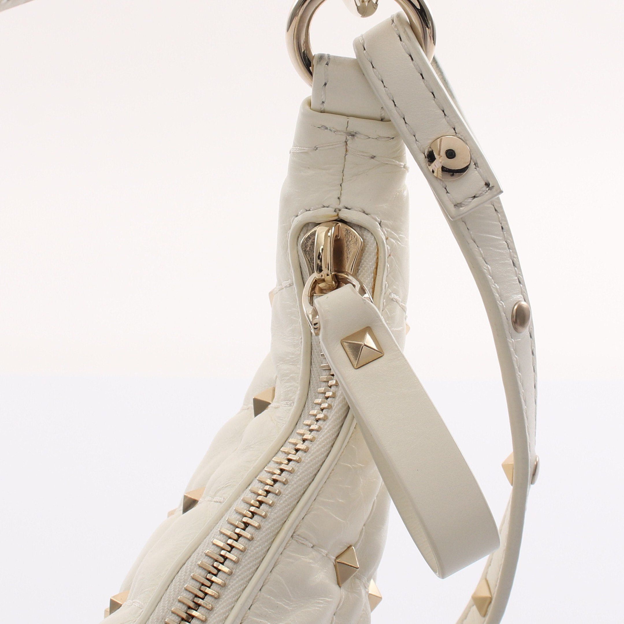 Valentino Valentino Rockstud Small Hobo Bag Handbag Leather Ivory Size ONE SIZE - 9 Thumbnail