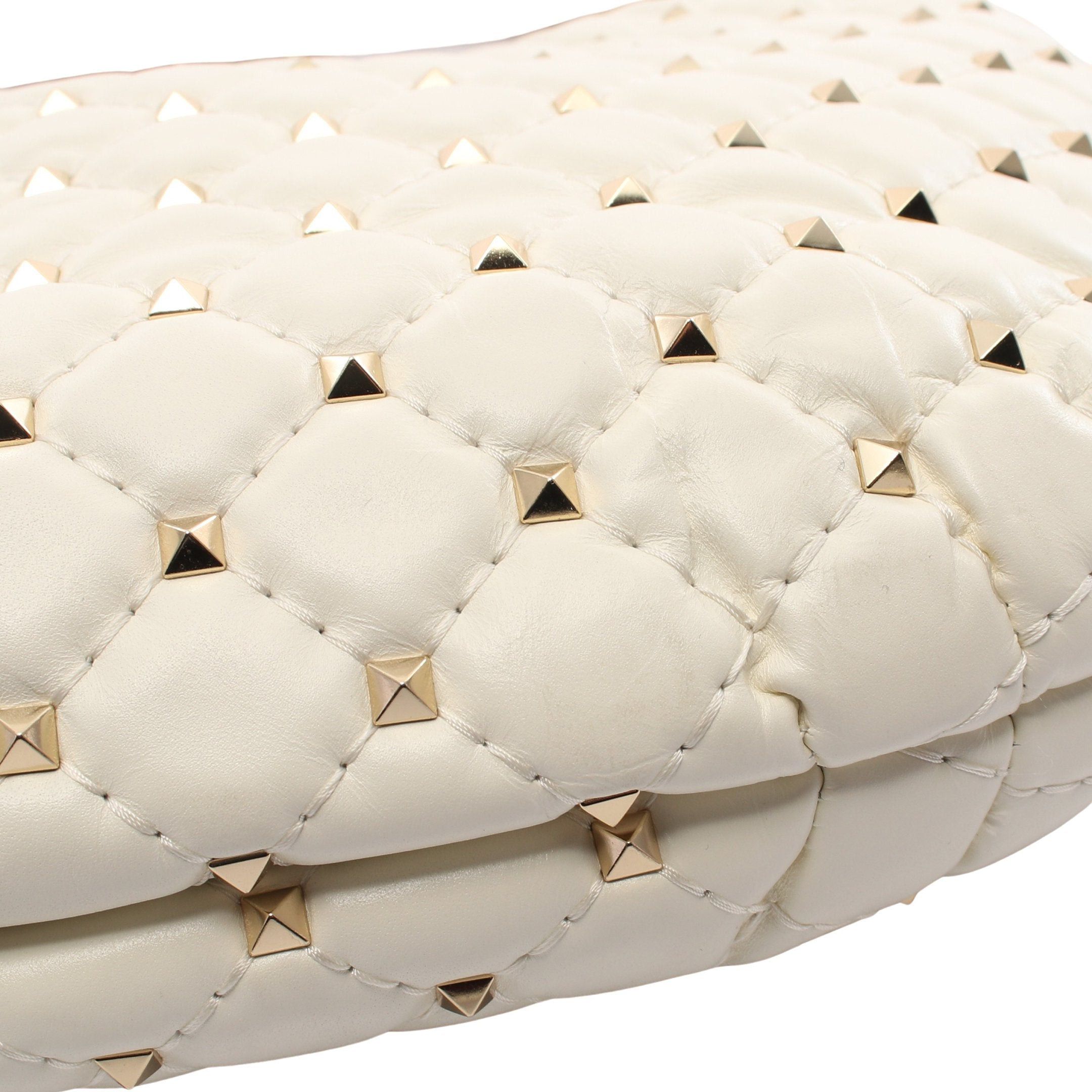 Valentino Valentino Rockstud Small Hobo Bag Handbag Leather Ivory Size ONE SIZE - 6 Thumbnail