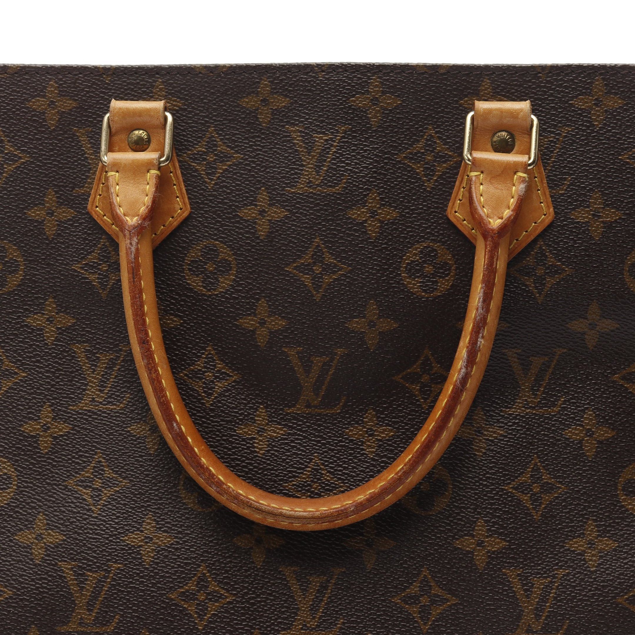 Louis Vuitton Louis Vuitton Sac Plat Monogram Handbag Tote Bag Leather Brown Size ONE SIZE - 8 Thumbnail