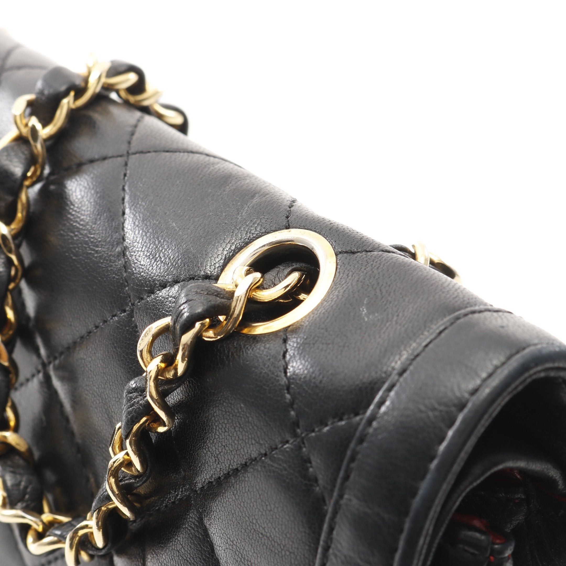 Chanel Chanel Matelasse Double Flap Chain Shoulder Bag Lambskin Black Combination Metal Fittings Paris Exclusive Size ONE SIZE - 8 Thumbnail