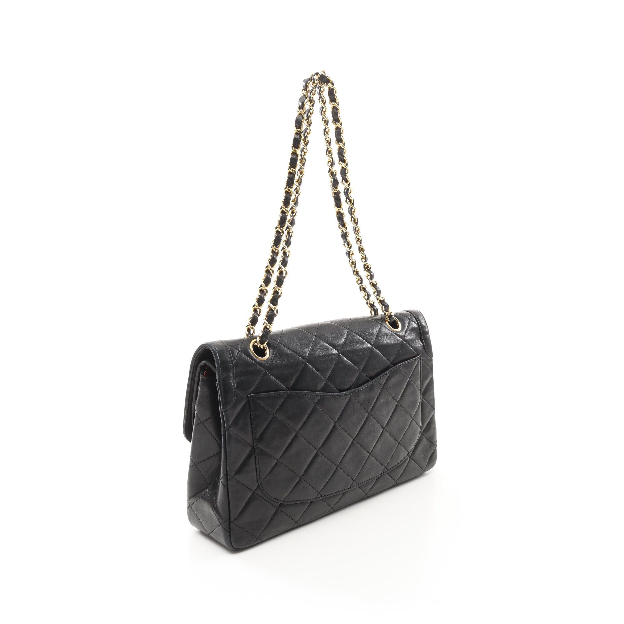 Chanel Chanel Matelasse Double Flap Chain Shoulder Bag Lambskin Black Combination Metal Fittings Paris Exclusive Size ONE SIZE - 2 Thumbnail
