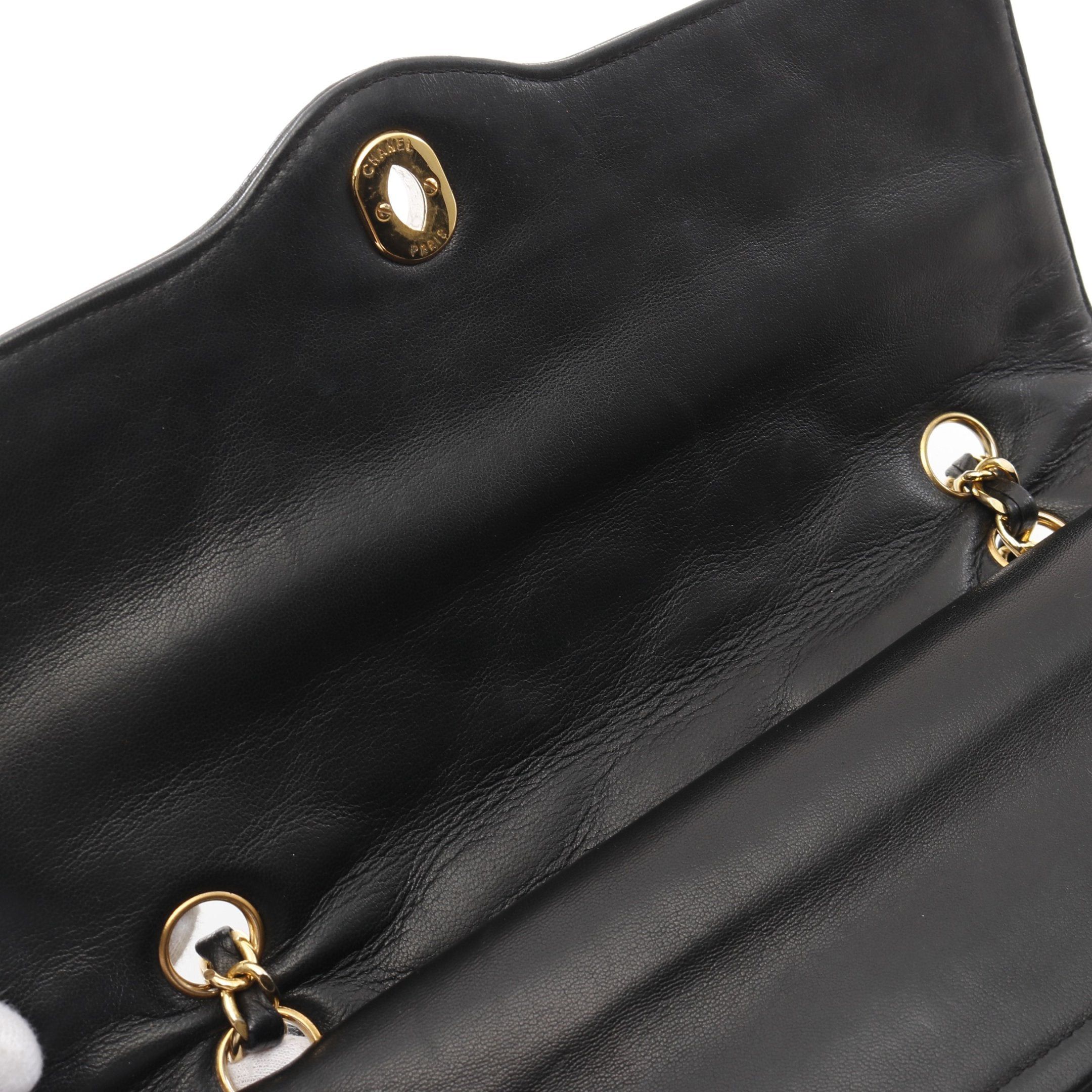Chanel Chanel Matelasse Double Flap Chain Shoulder Bag Lambskin Black Combination Metal Fittings Paris Exclusive Size ONE SIZE - 10 Thumbnail