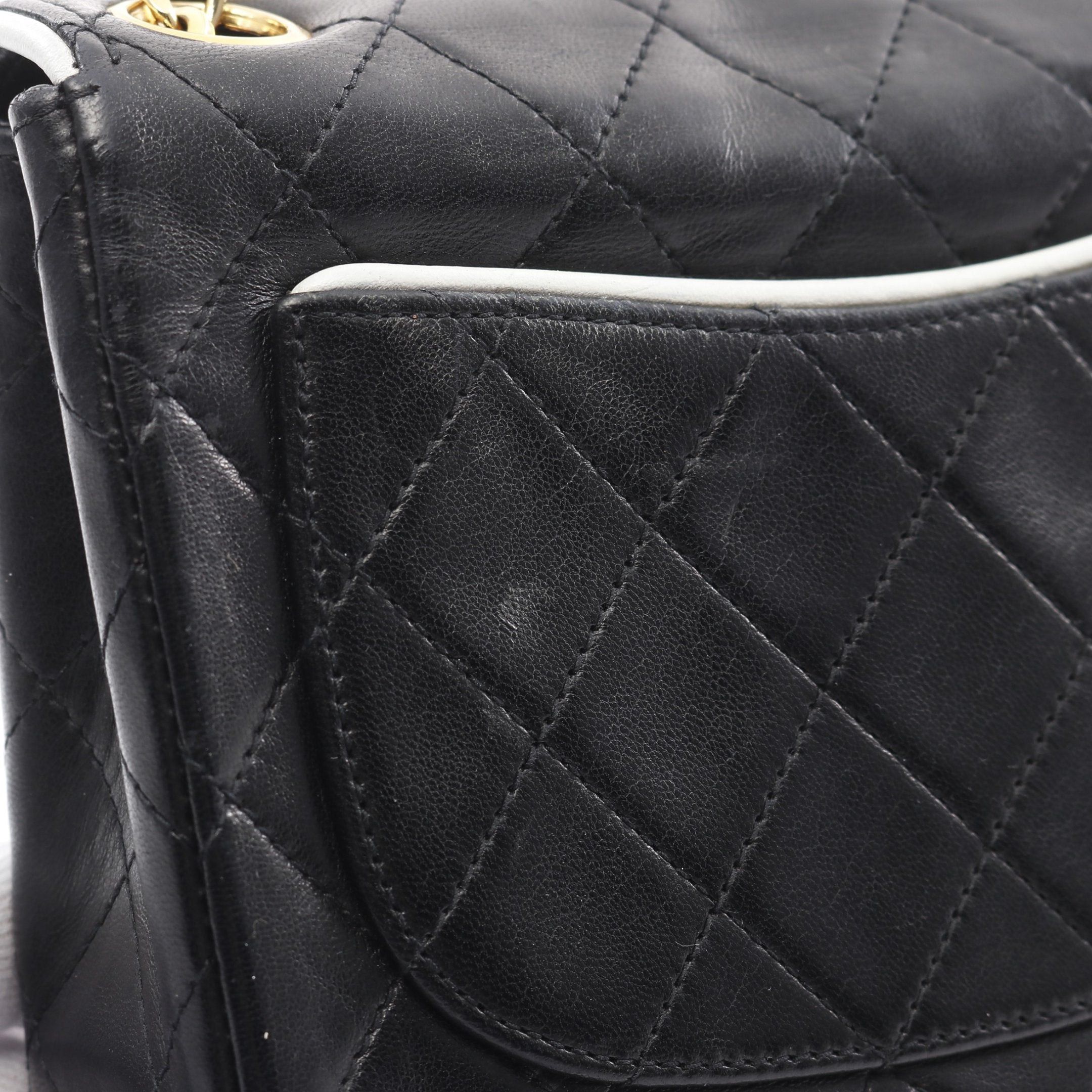 Chanel Chanel Mini Matelasse Chain Shoulder Bag Lambskin Black White Gold Hardware Bicolor Size ONE SIZE - 8 Thumbnail