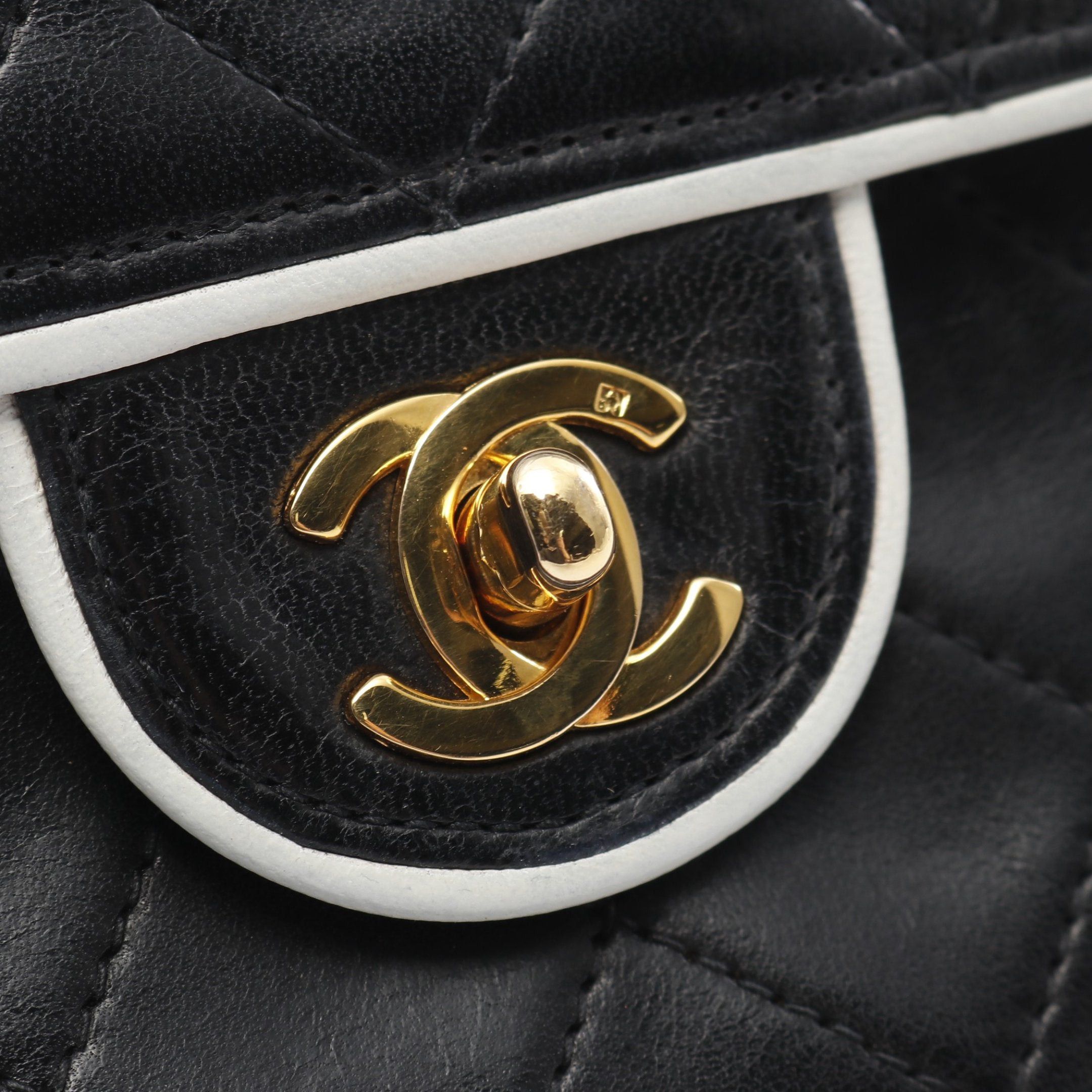 Chanel Chanel Mini Matelasse Chain Shoulder Bag Lambskin Black White Gold Hardware Bicolor Size ONE SIZE - 11 Thumbnail