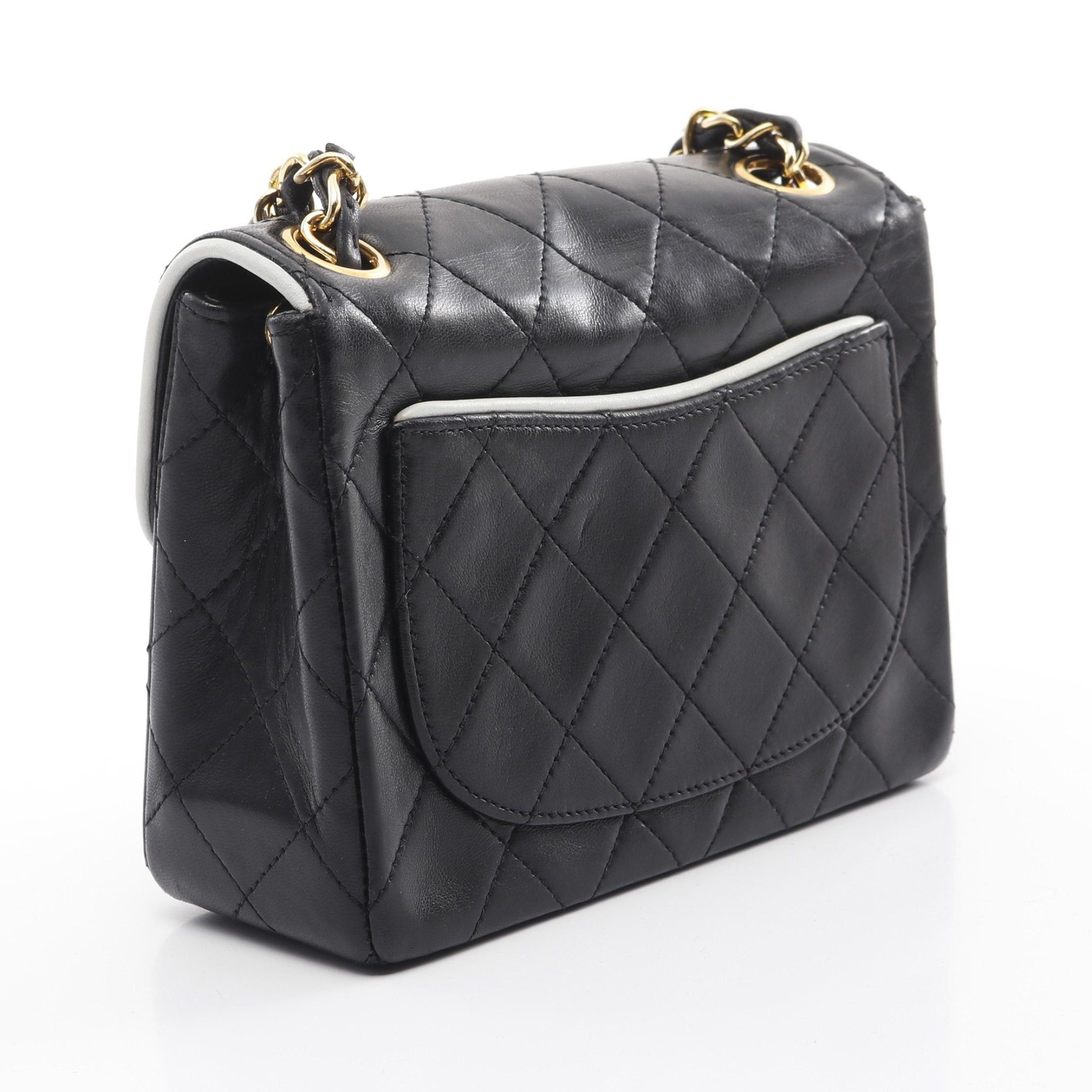 Chanel Chanel Mini Matelasse Chain Shoulder Bag Lambskin Black White Gold Hardware Bicolor Size ONE SIZE - 2 Thumbnail