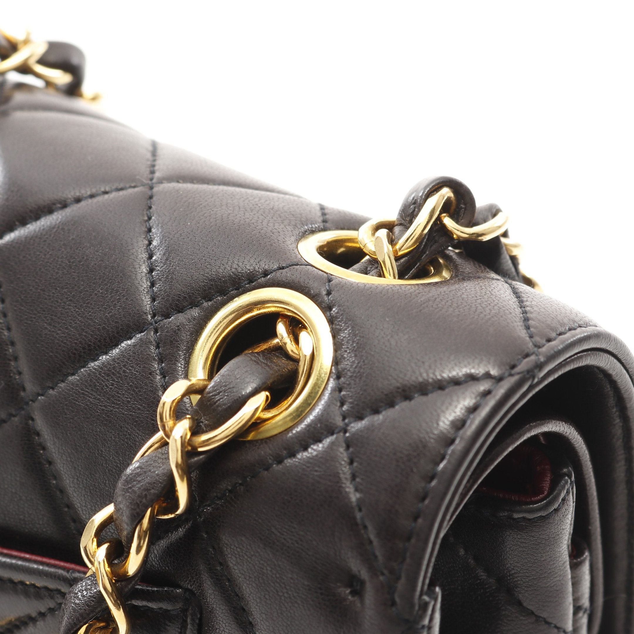 Chanel Chanel Matelasse Double Flap Chain Shoulder Bag Lambskin Black Combination Metal Fittings Paris Exclusive Size ONE SIZE - 8 Thumbnail