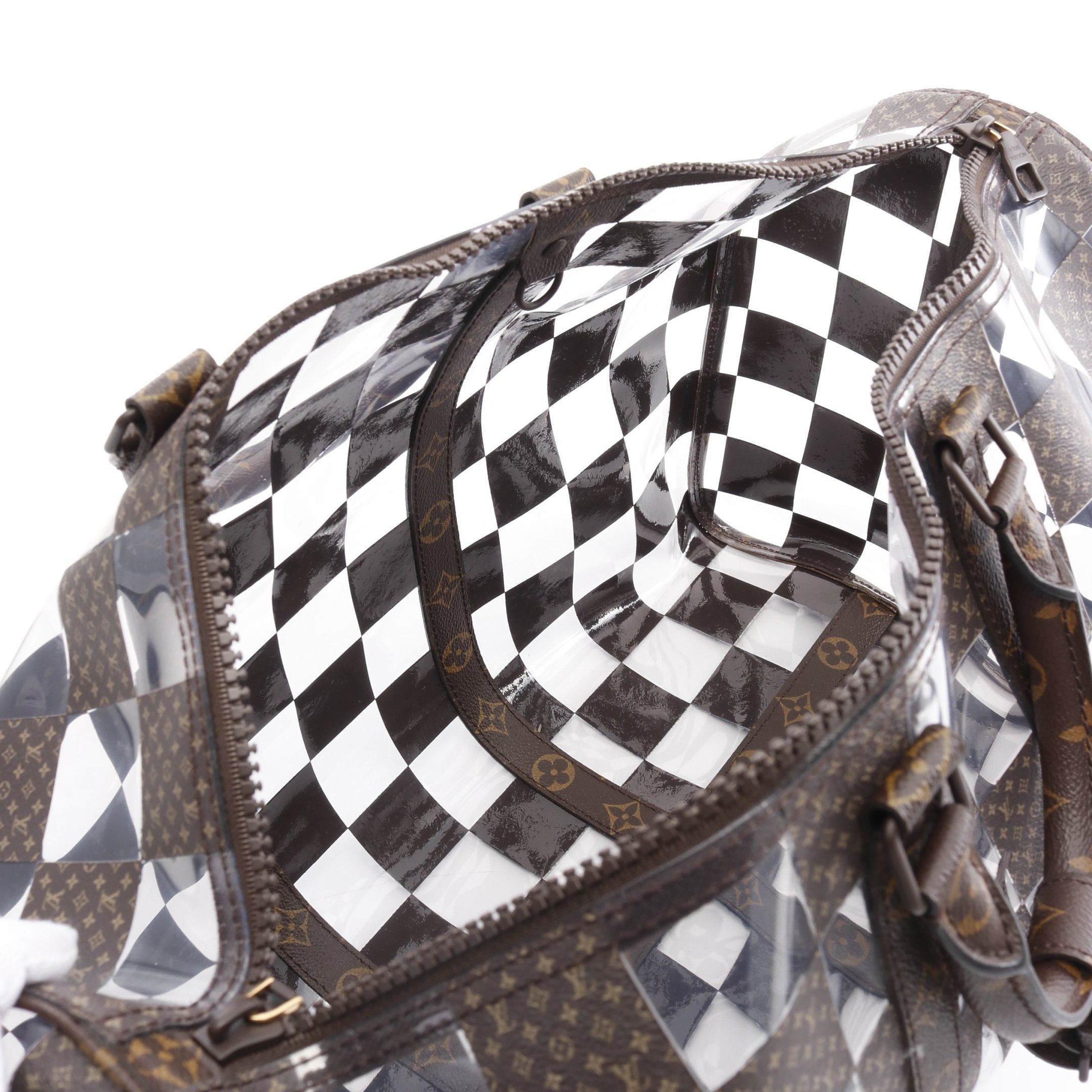 Louis Vuitton Louis Vuitton Keepall 50 Monogram Chess Boston Bag Brown Clear Size ONE SIZE - 3 Thumbnail