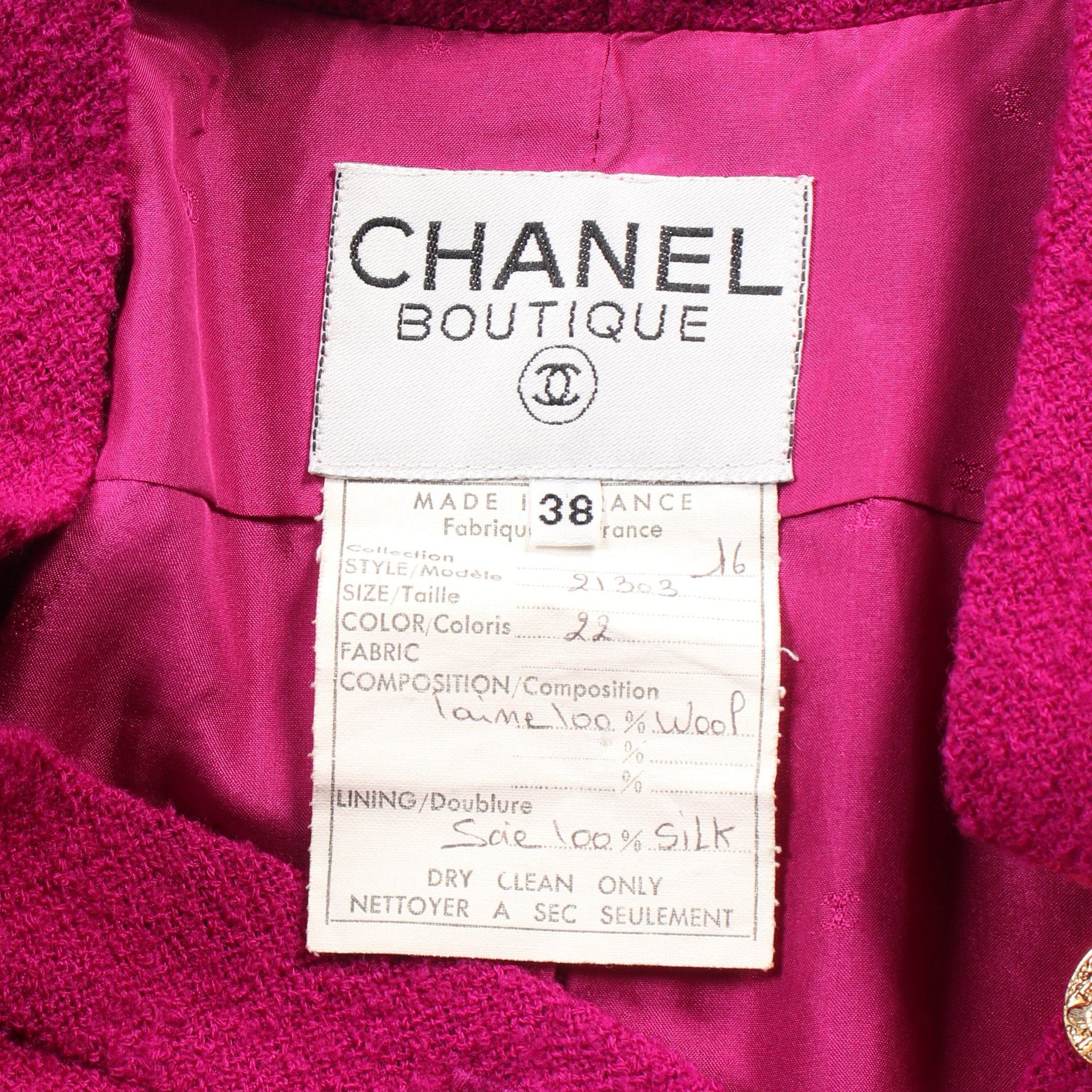 Chanel Chanel No-Collar Jacket Wool Pink Purple Size ONE SIZE - 3 Thumbnail