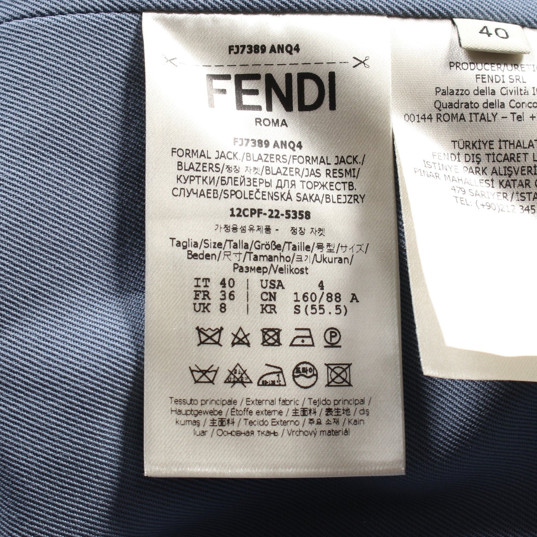 Fendi Fendi Tailored Jacket Satin Wool Light Blue Size ONE SIZE - 6 Thumbnail