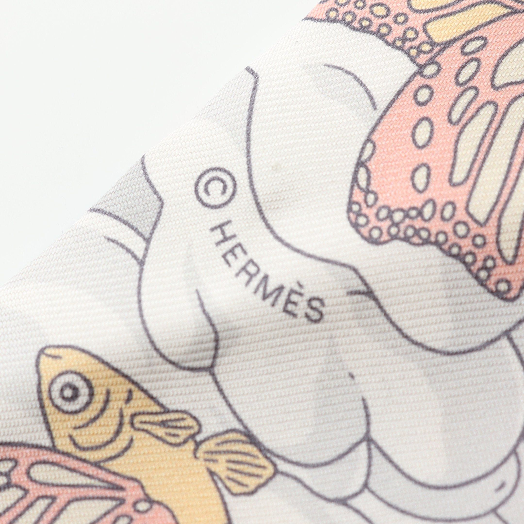 Hermes Hermes Twilly Sur Mon Nuage Ribbon Scarf Silk Light Brown Multicolor Size ONE SIZE - 2 Thumbnail