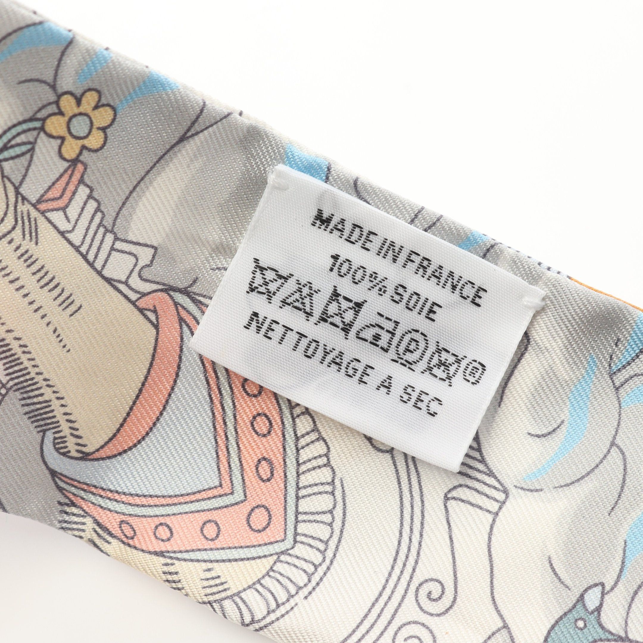 Hermes Hermes Twilly Sur Mon Nuage Ribbon Scarf Silk Light Brown Multicolor Size ONE SIZE - 3 Thumbnail