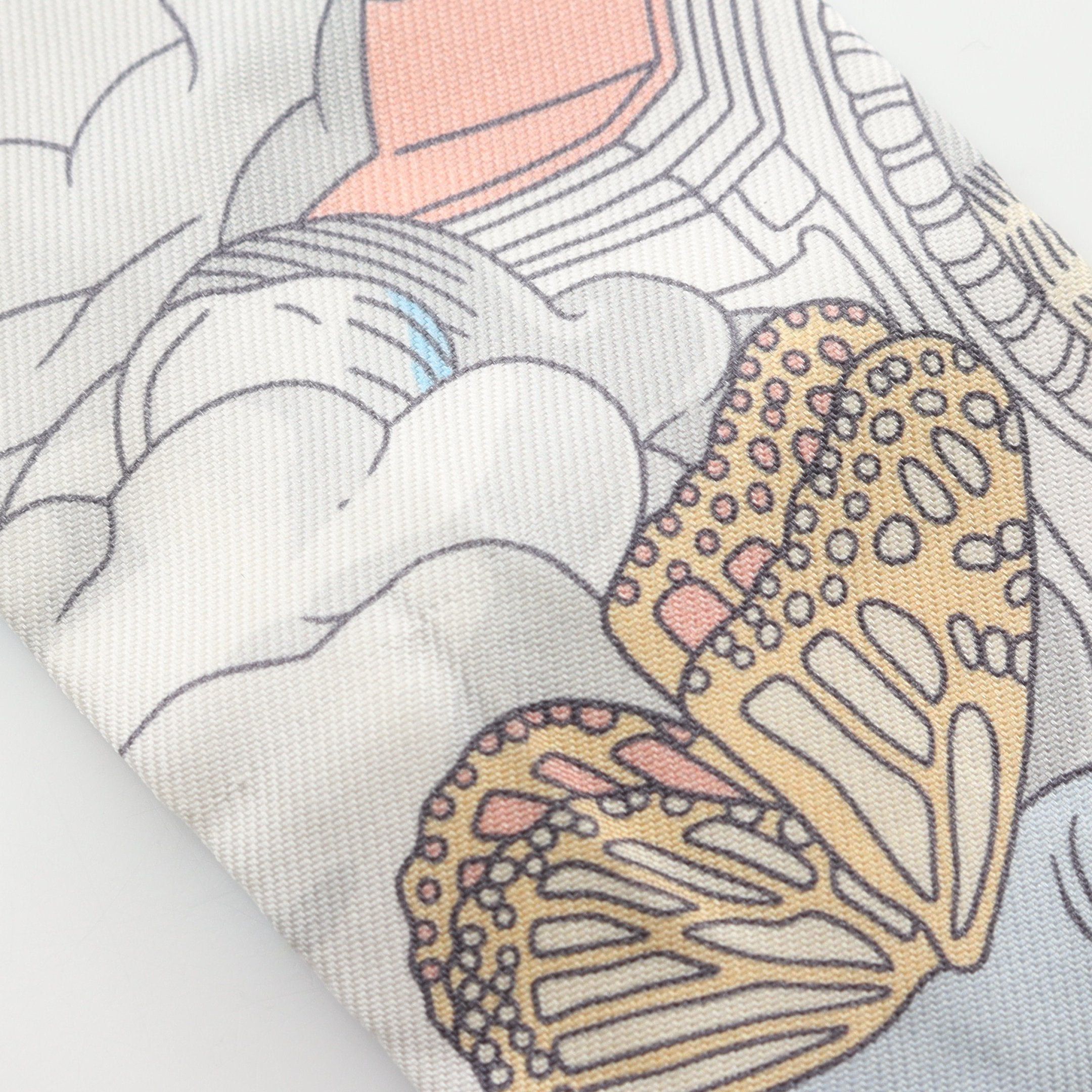 Hermes Hermes Twilly Sur Mon Nuage Ribbon Scarf Silk Light Brown Multicolor Size ONE SIZE - 4 Thumbnail