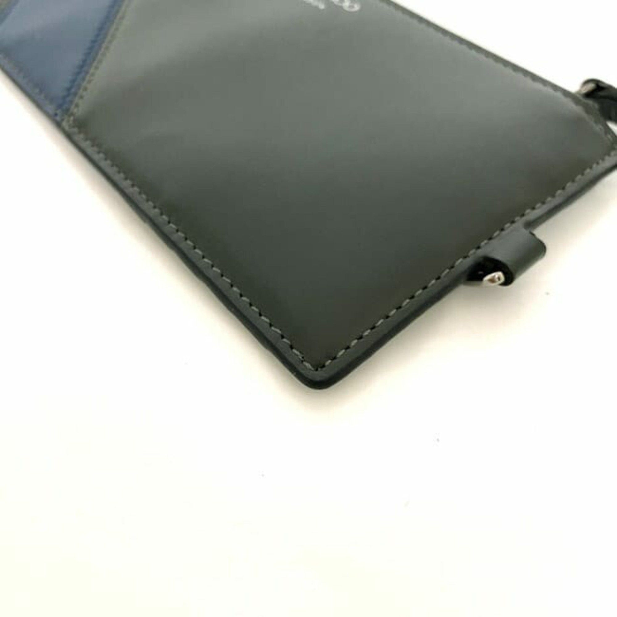 Jimmy Choo Jimmy Choo coin case ec-22354 khaki green navy leather JIMMY CHOO purse card holder fragment accessory coins blue Size ONE SIZE - 5 Thumbnail