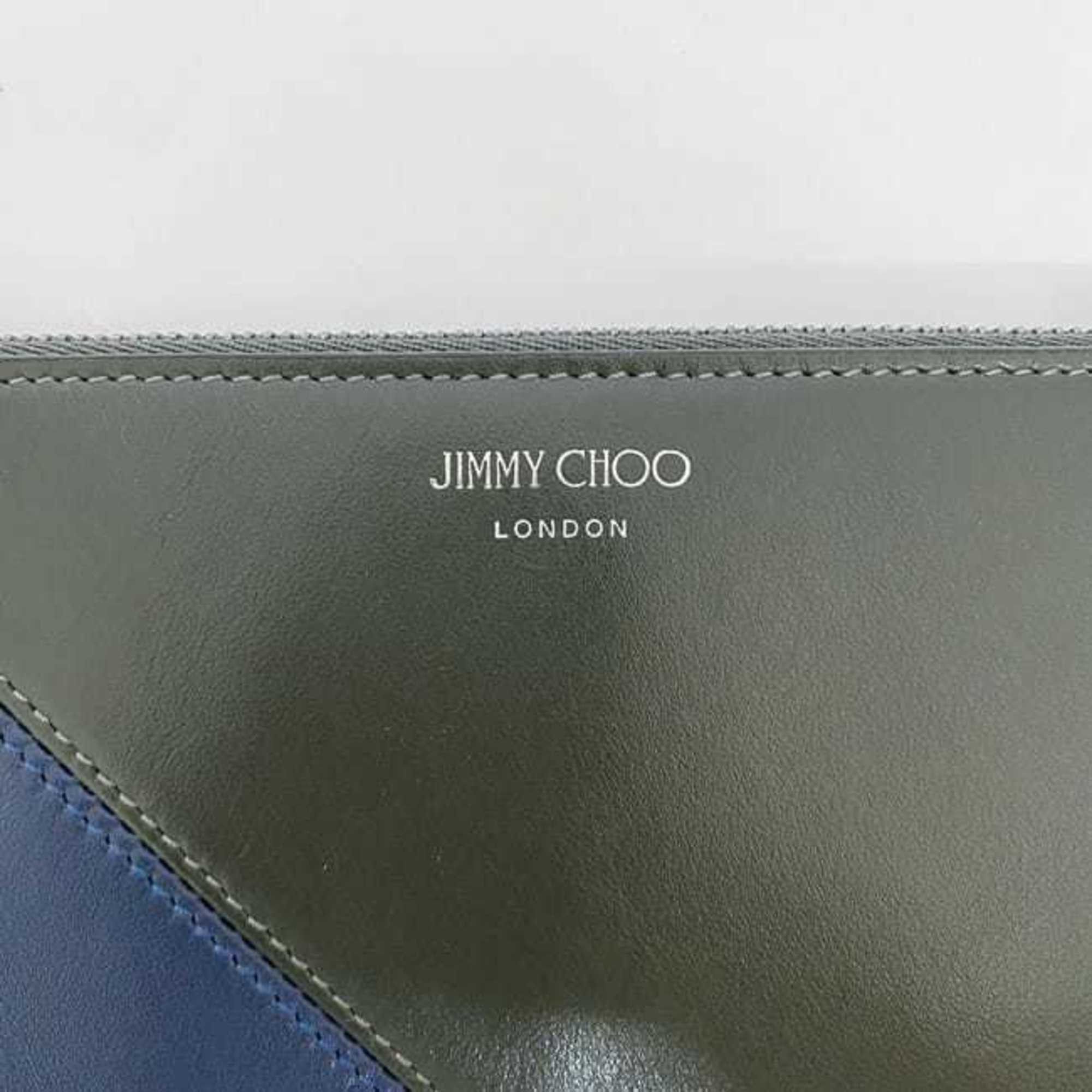 Jimmy Choo Jimmy Choo coin case ec-22354 khaki green navy leather JIMMY CHOO purse card holder fragment accessory coins blue Size ONE SIZE - 4 Thumbnail