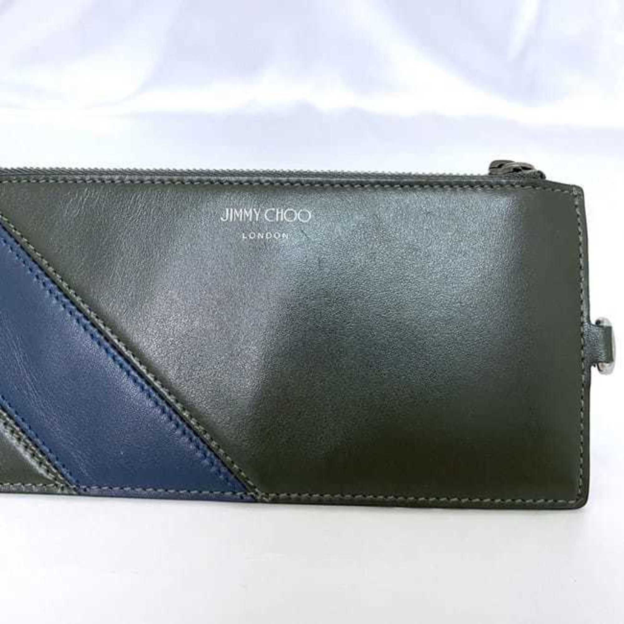Jimmy Choo Jimmy Choo coin case ec-22354 khaki green navy leather JIMMY CHOO purse card holder fragment accessory coins blue Size ONE SIZE - 7 Thumbnail